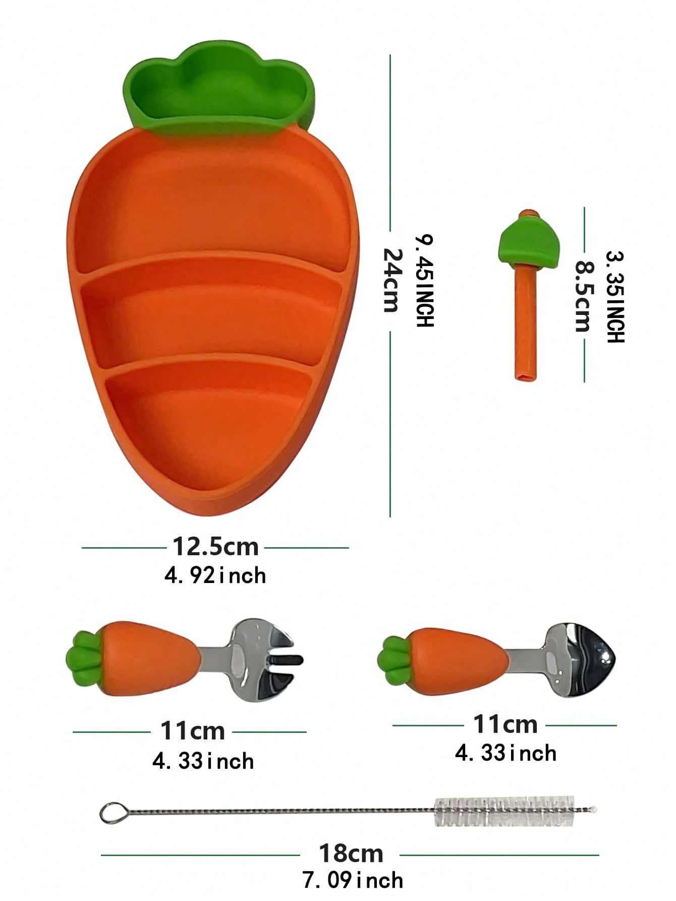 1pc Baby Carrot Design Cute Feeding Plate