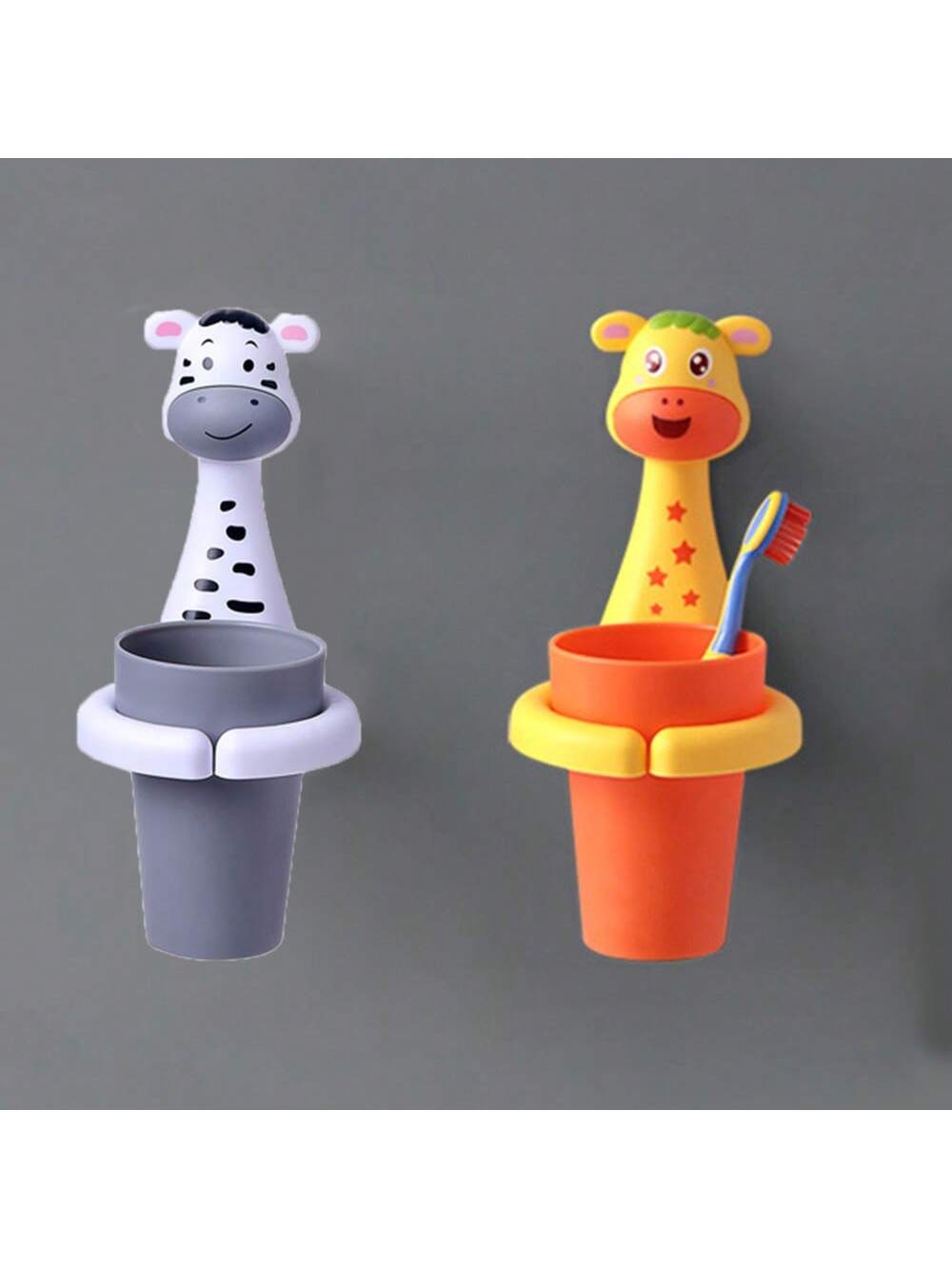 Punch-Free Wall-Mounted Toothbrush Holder Set, Including Cartoon Mouthwash Cup And Children's Toothbrush Cup, For Baby Boys And Girls