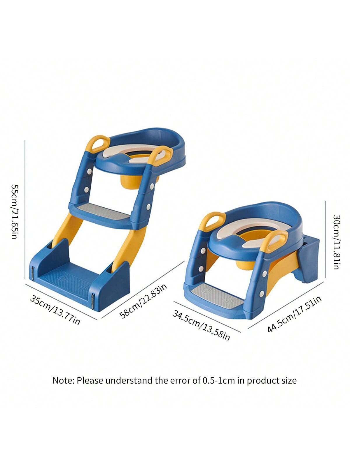 1pc Blue Kids' Toilet Seat With Ladder & Folding Step Stool For Boys & Girls