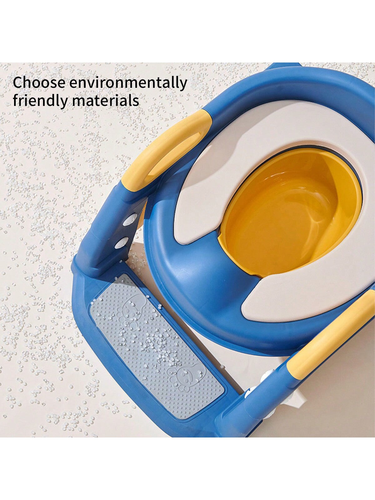 1pc Blue Kids' Toilet Seat With Ladder & Folding Step Stool For Boys & Girls