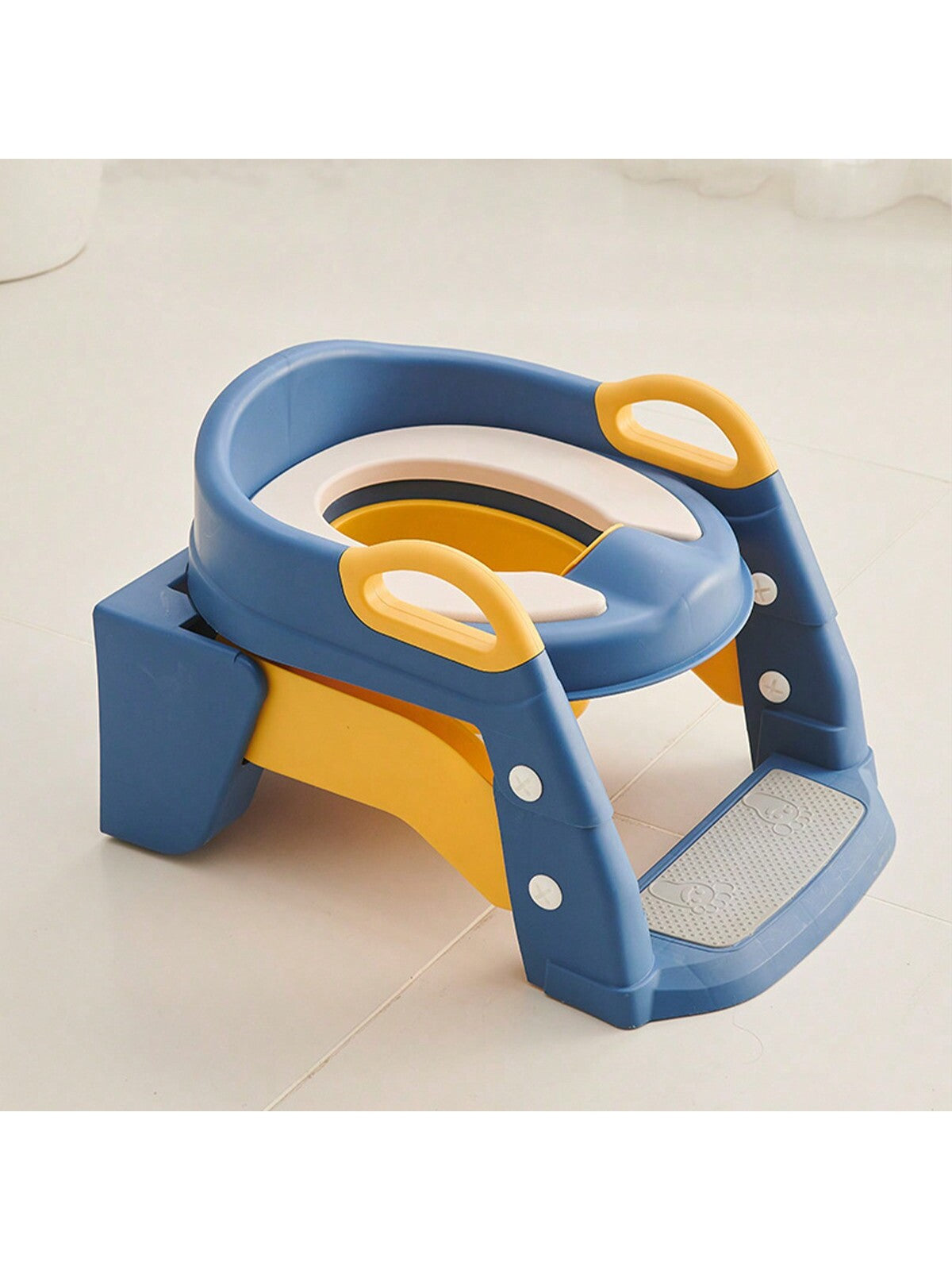 1pc Blue Kids' Toilet Seat With Ladder & Folding Step Stool For Boys & Girls