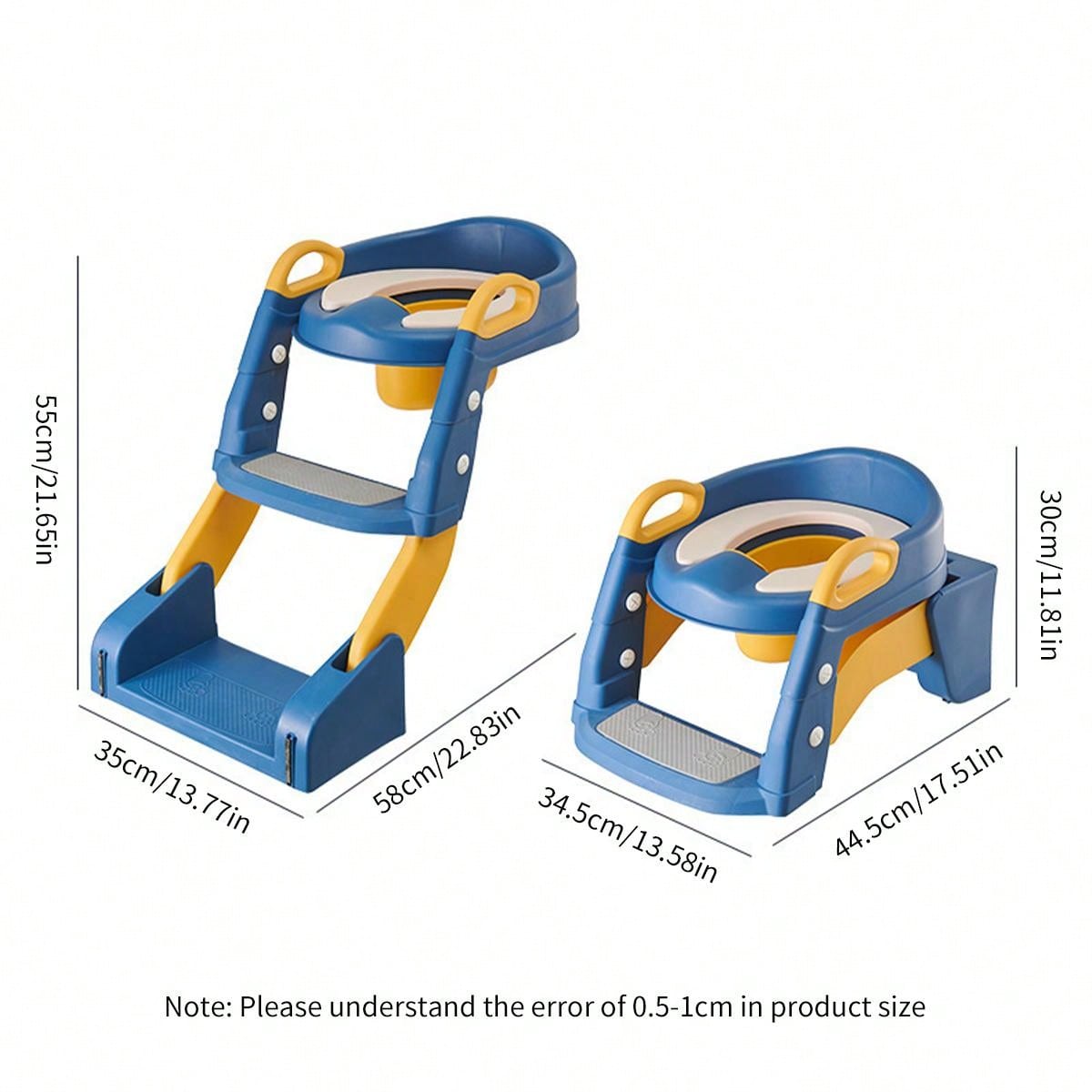 1pc Blue Kids' Toilet Seat With Ladder & Folding Step Stool For Boys & Girls