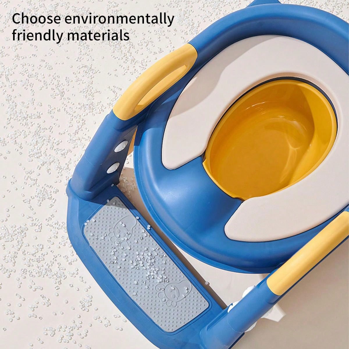 1pc Blue Kids' Toilet Seat With Ladder & Folding Step Stool For Boys & Girls