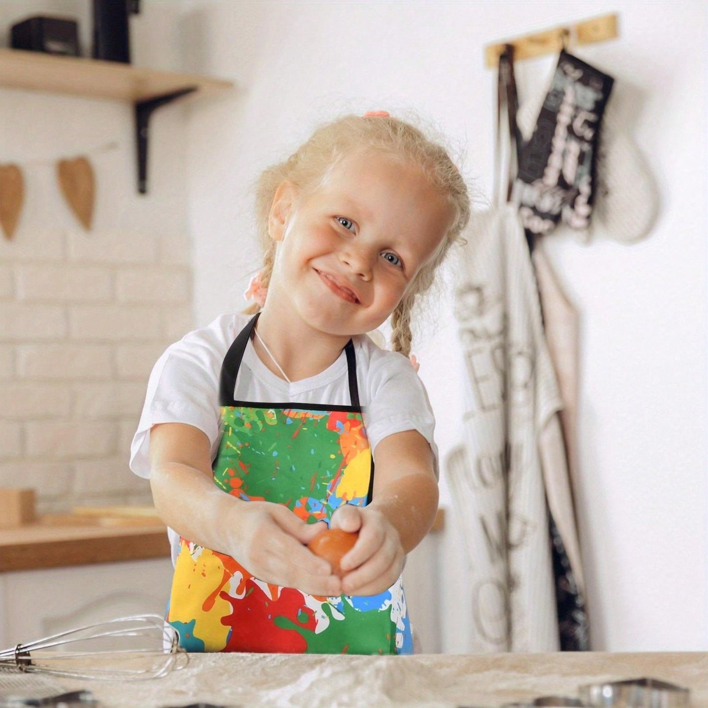 1pc Adjustable Painting Apron And Hat Set, Durable Cooking Apron For Boys And Girls, With Pockets, For Kitchen, Painting And Baking Crafts