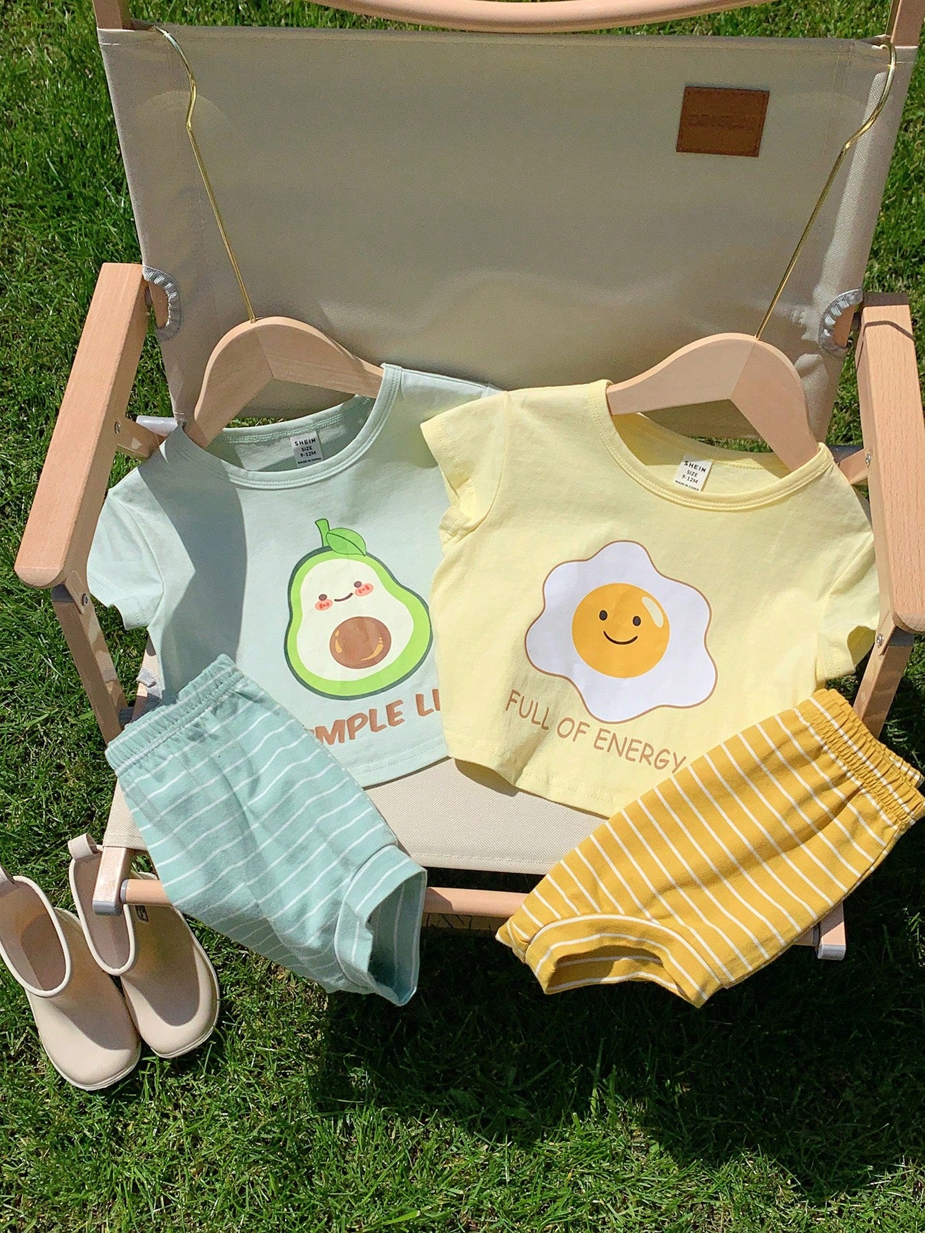 Cute Knitted Cartoon Pattern Short Sleeve Top And Striped Shorts Set For Baby Girl, 4pcs