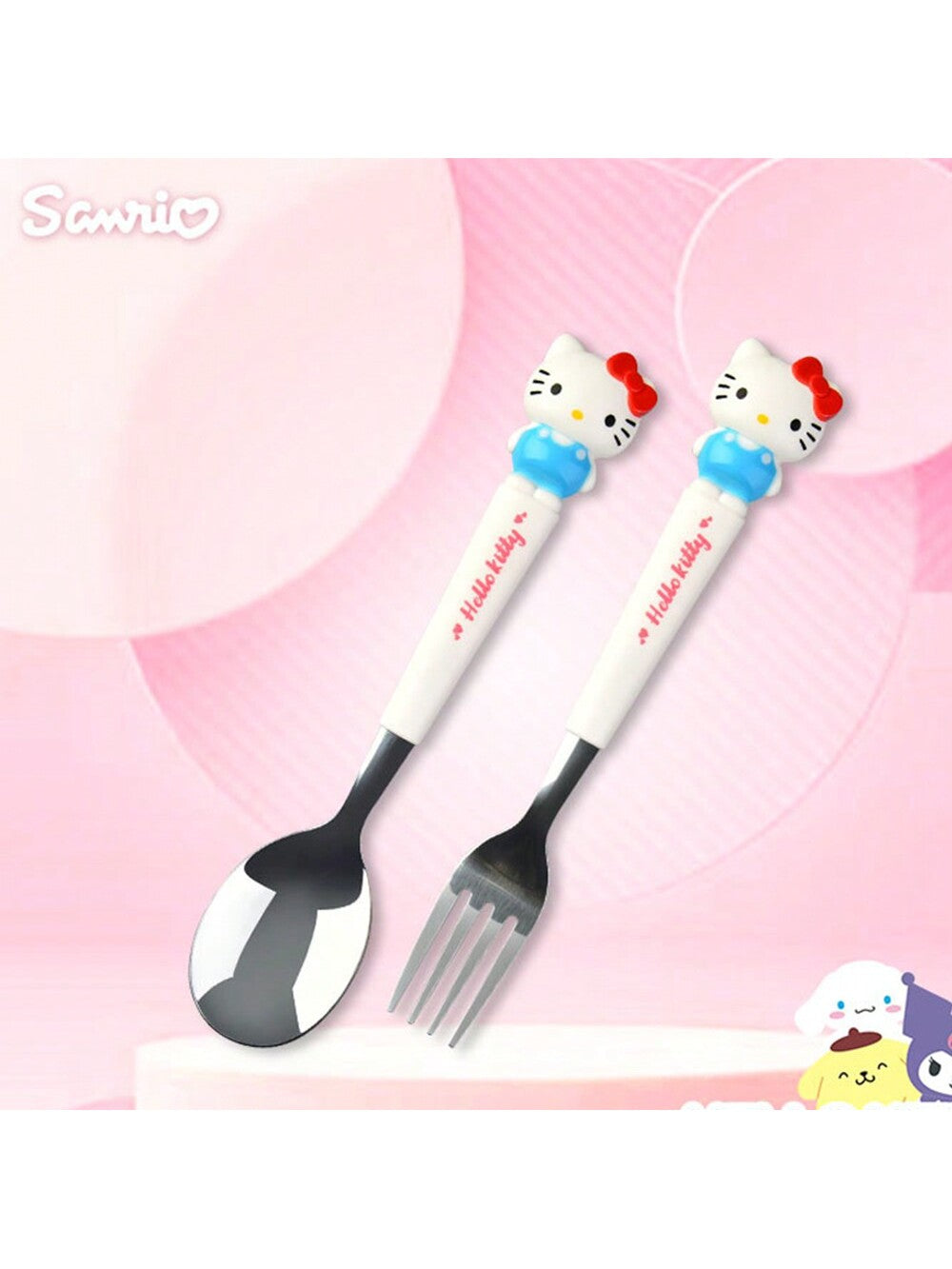 304 Stainless Steel Cutlery Set Kawaii Fork Spoon Fashion Printing Portable,Kitchen,Christmas Gift