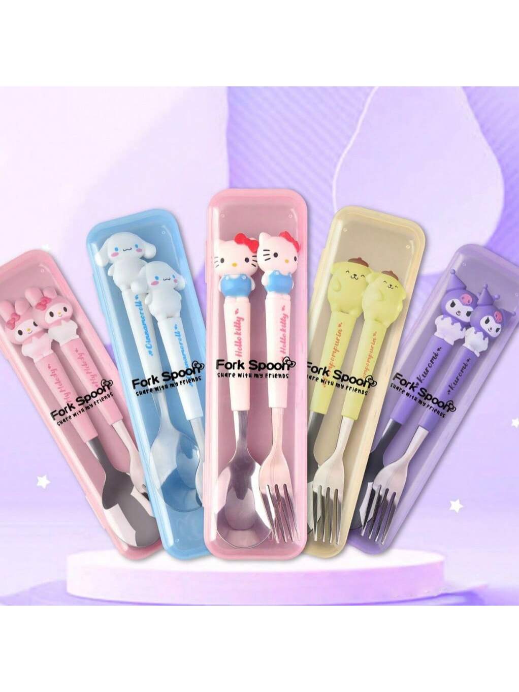 304 Stainless Steel Cutlery Set Kawaii Fork Spoon Fashion Printing Portable,Kitchen,Christmas Gift