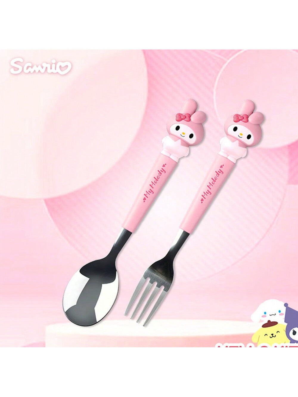 304 Stainless Steel Cutlery Set Kawaii Fork Spoon Fashion Printing Portable,Kitchen,Christmas Gift