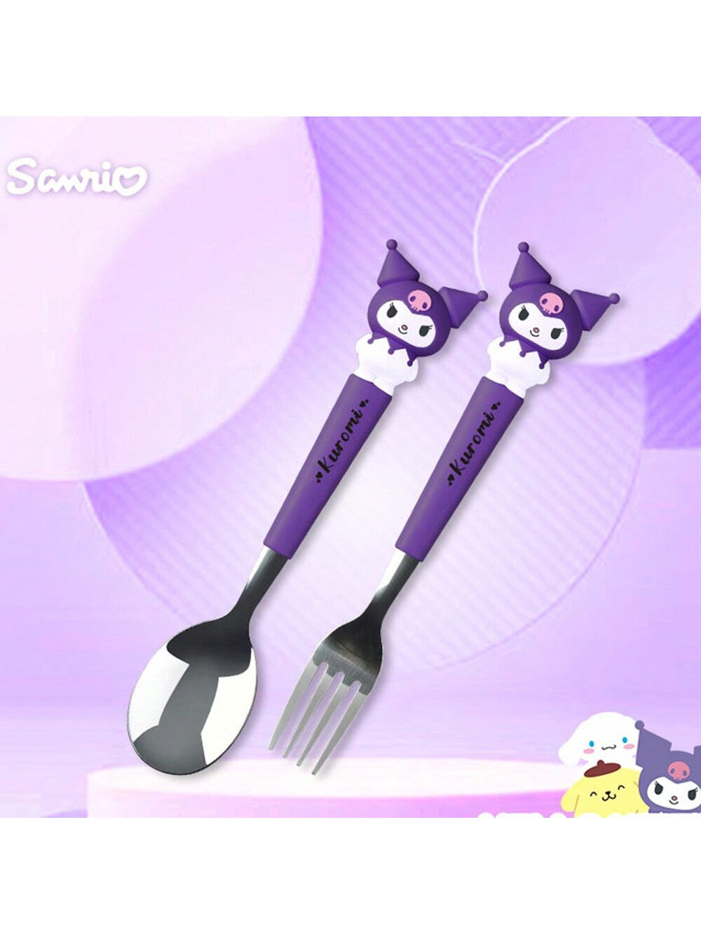 304 Stainless Steel Cutlery Set Kawaii Fork Spoon Fashion Printing Portable,Kitchen,Christmas Gift