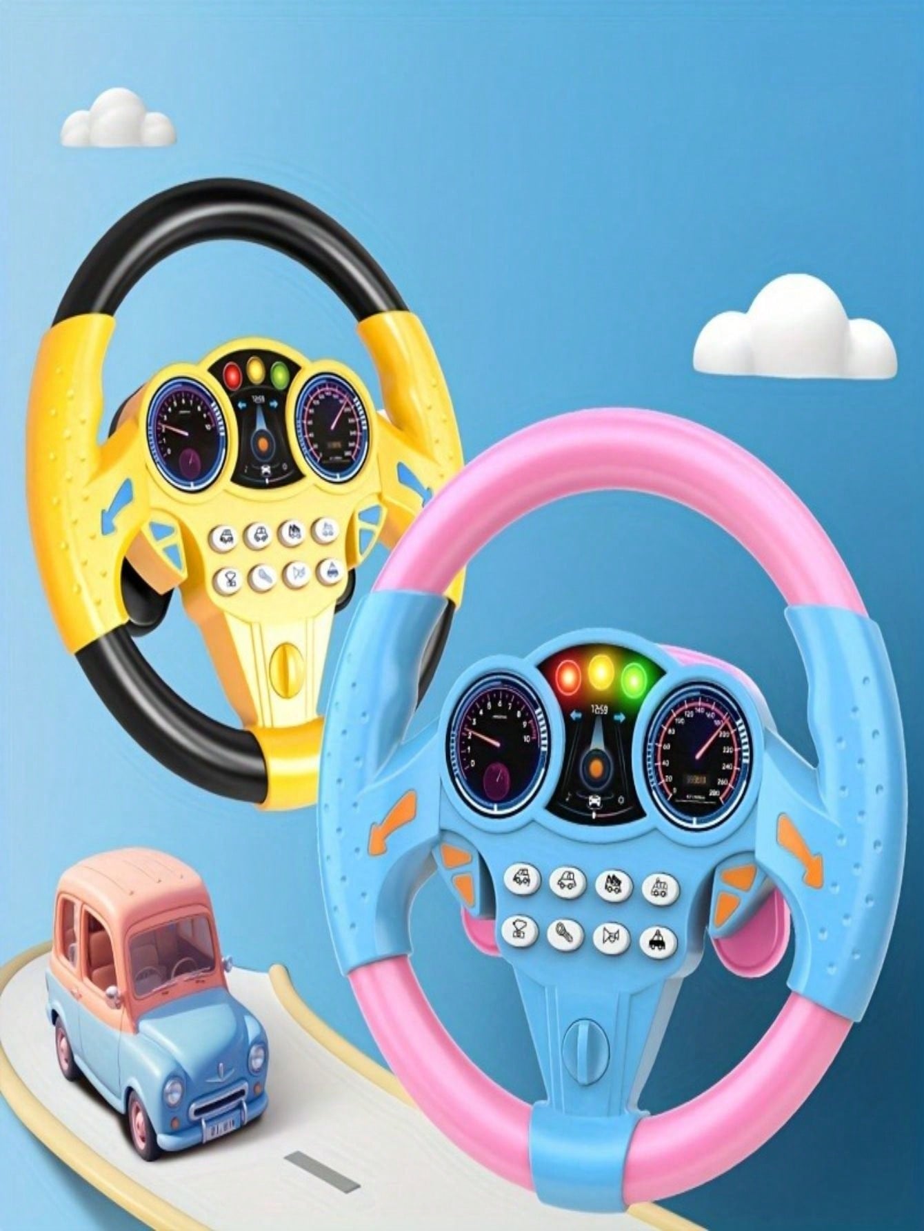 Simulated Steering Wheel Toy, Realistic Steering Wheel, Pretend Driving Experience, Christmas Gift, Game Gift (Battery Not Included)