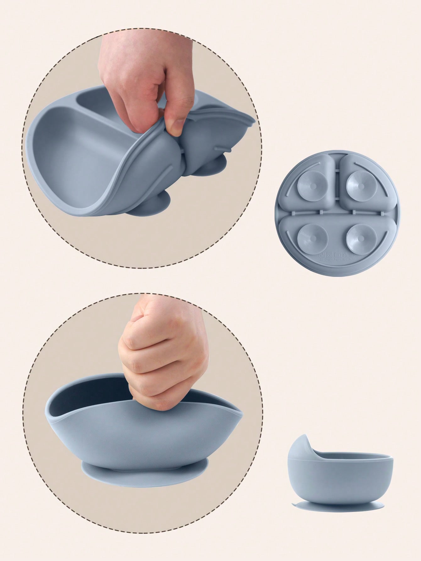 8PCS Children's Tableware Set Baby Dishes Sucker Plate Bowl Utensils Soft Silicone Cup Bibs Spoon Fork Sets Mother Kids Tableware Baby Items