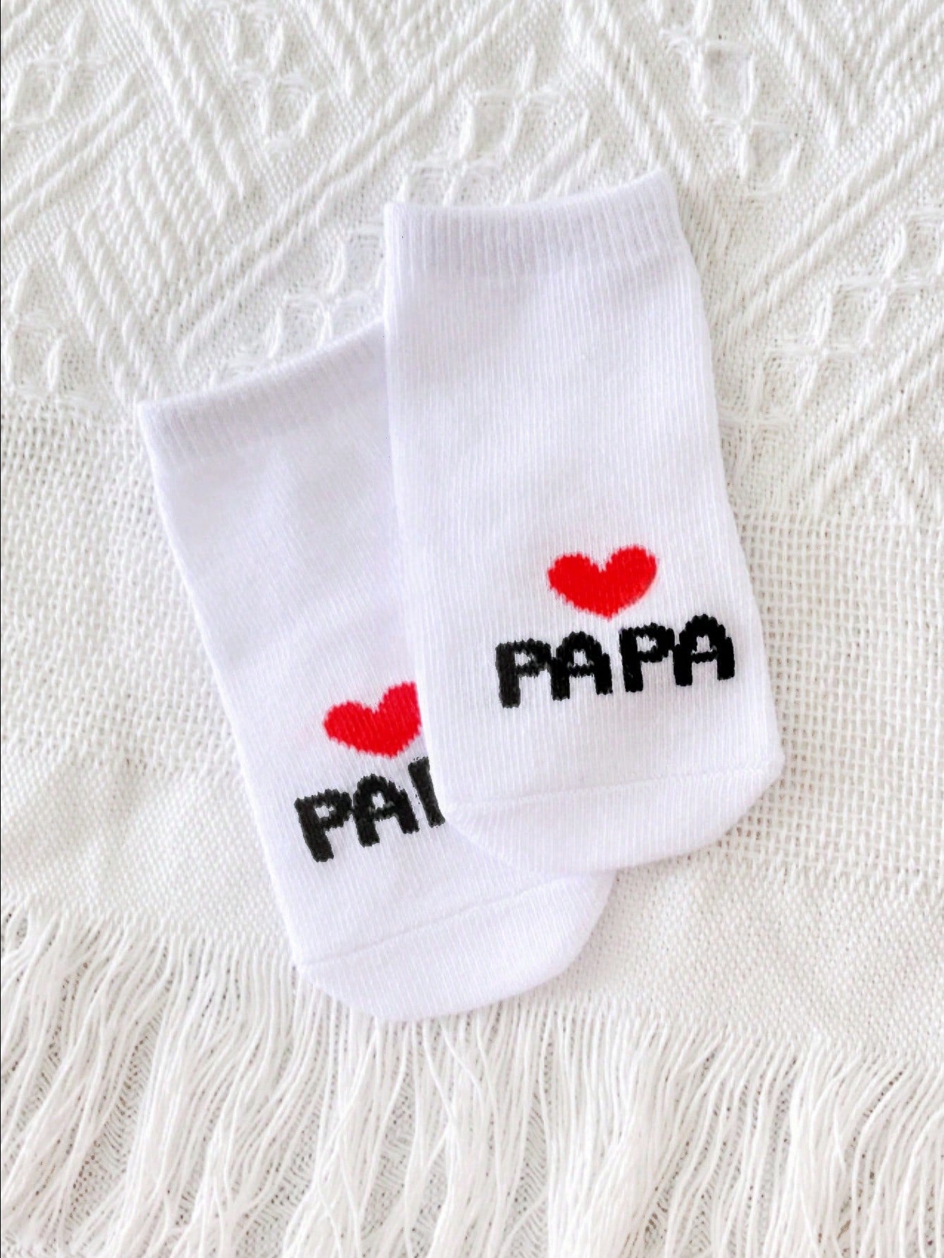 2Pairs Newborn Baby Girls Boys White Socks Pack Cute Love MAMA PAPA Little One Bebe Crew Socks Gift Toddler Letter Casual Daily Life Socks Pack Design Accessories 0-6M