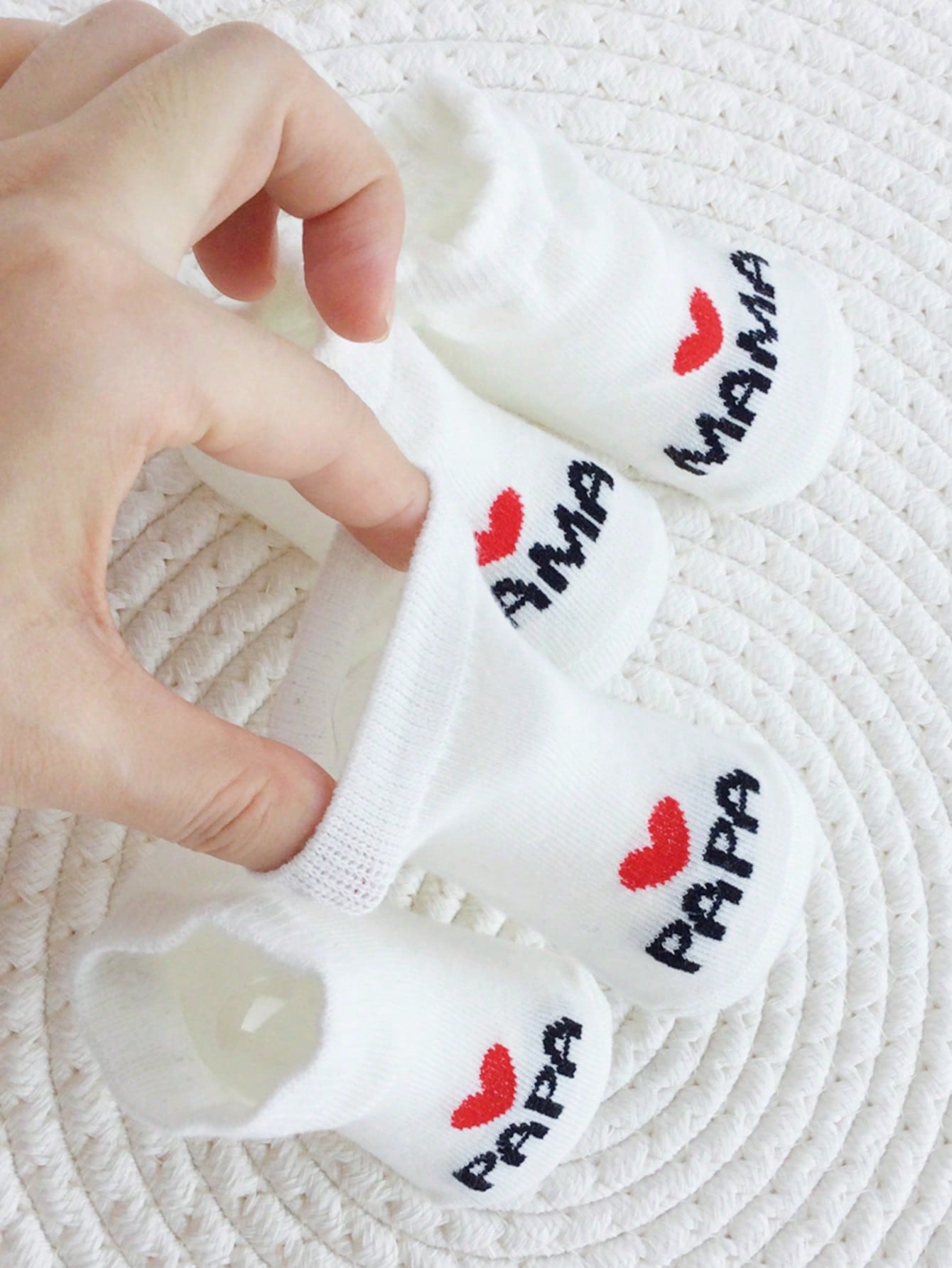 2Pairs Newborn Baby Girls Boys White Socks Pack Cute Love MAMA PAPA Little One Bebe Crew Socks Gift Toddler Letter Casual Daily Life Socks Pack Design Accessories 0-6M