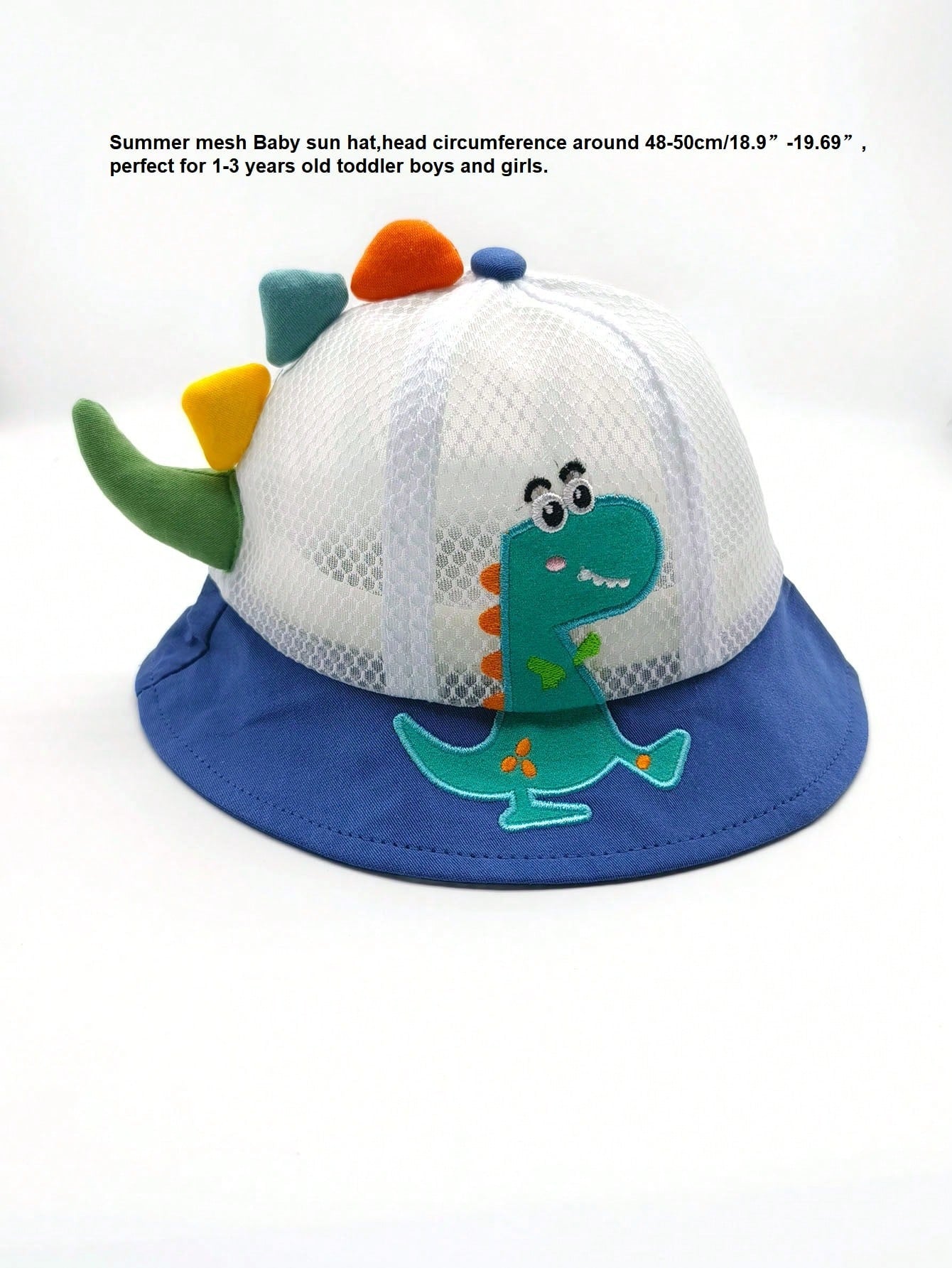 1pc Summer Mesh Sun Hat With Cartoon Dinosaur Pattern & Breathable Design For Toddler Boys And Girls. Suitable For Outdoor Activities, Travel, Beach, Swimming And Sun Protection