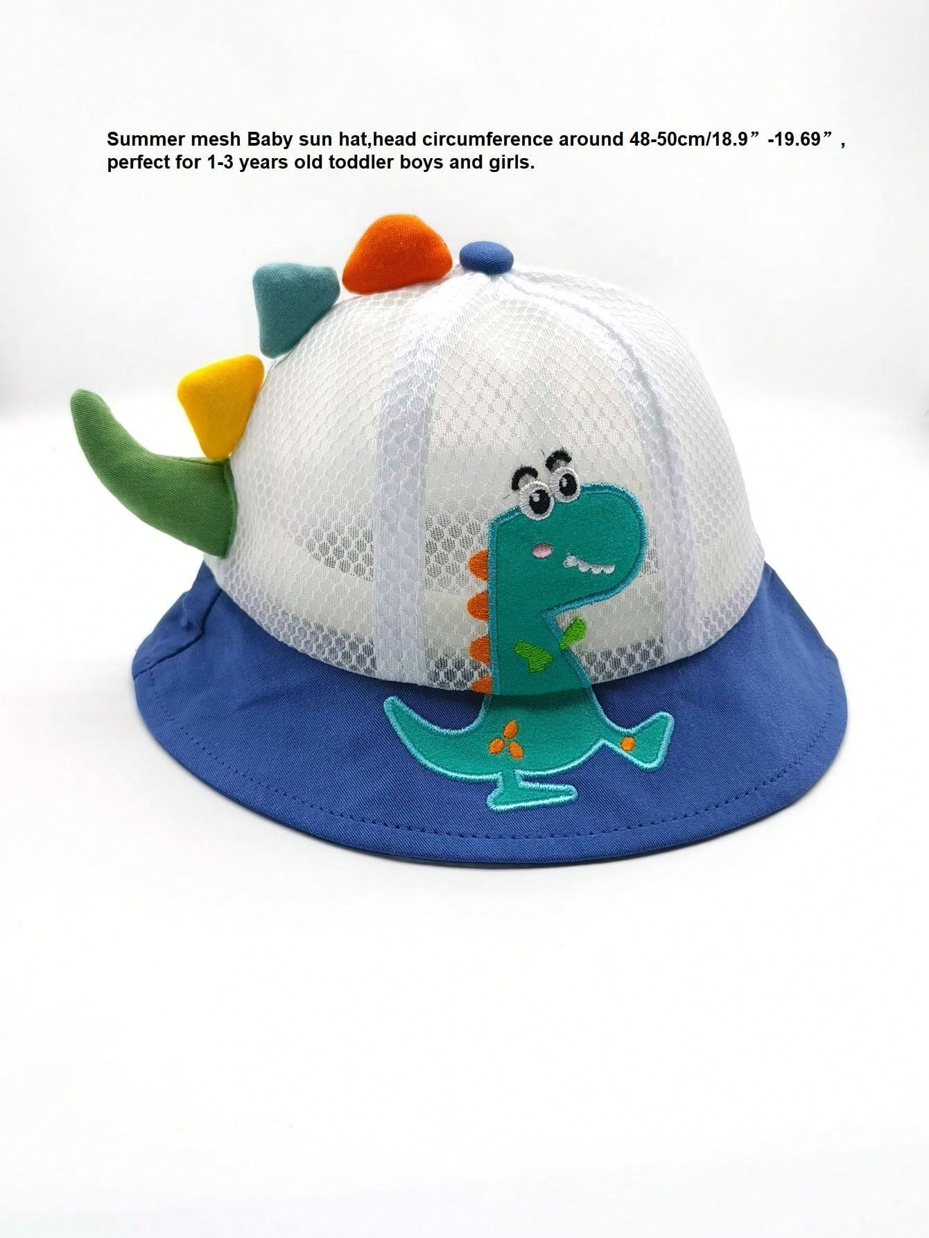 1pc Summer Mesh Sun Hat With Cartoon Dinosaur Pattern & Breathable Design For Toddler Boys And Girls. Suitable For Outdoor Activities, Travel, Beach, Swimming And Sun Protection