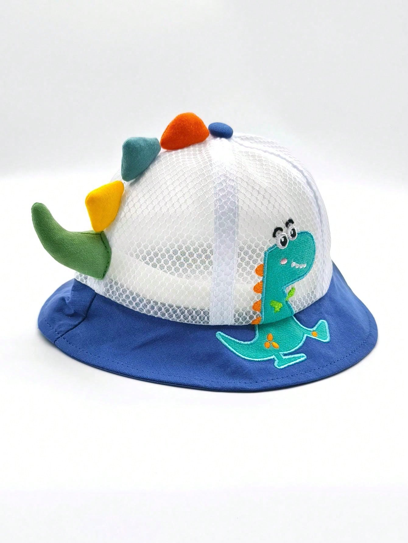 1pc Summer Mesh Sun Hat With Cartoon Dinosaur Pattern & Breathable Design For Toddler Boys And Girls. Suitable For Outdoor Activities, Travel, Beach, Swimming And Sun Protection