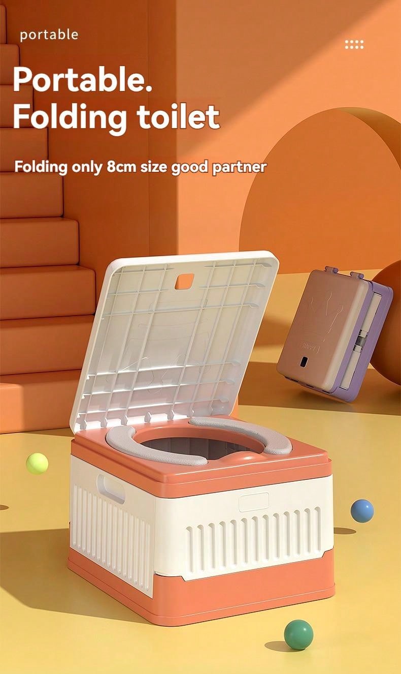 1pc Foldable Toilet Potty Pad For Kids, PU Material Portable Toilet Seat With Handles For Baby Travel Outdoor Use