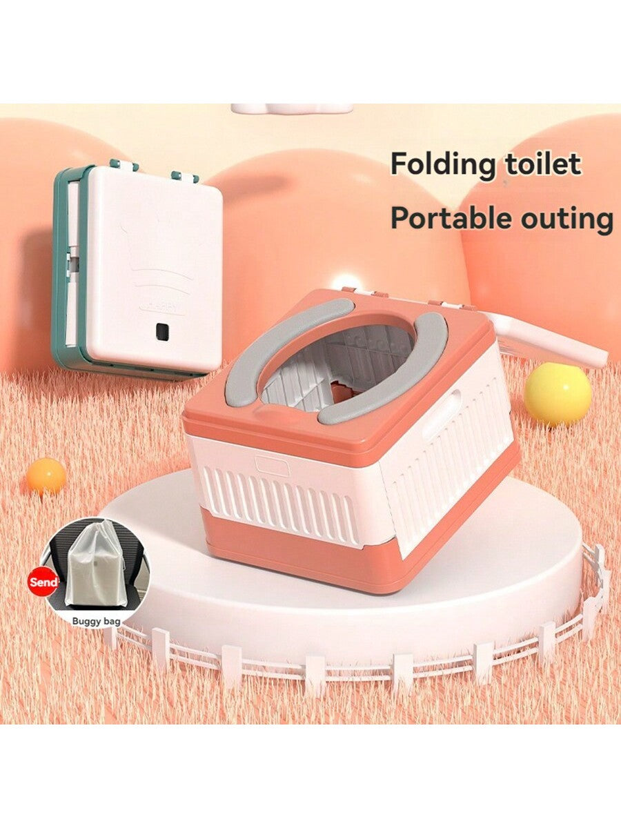 1pc Foldable Toilet Potty Pad For Kids, PU Material Portable Toilet Seat With Handles For Baby Travel Outdoor Use