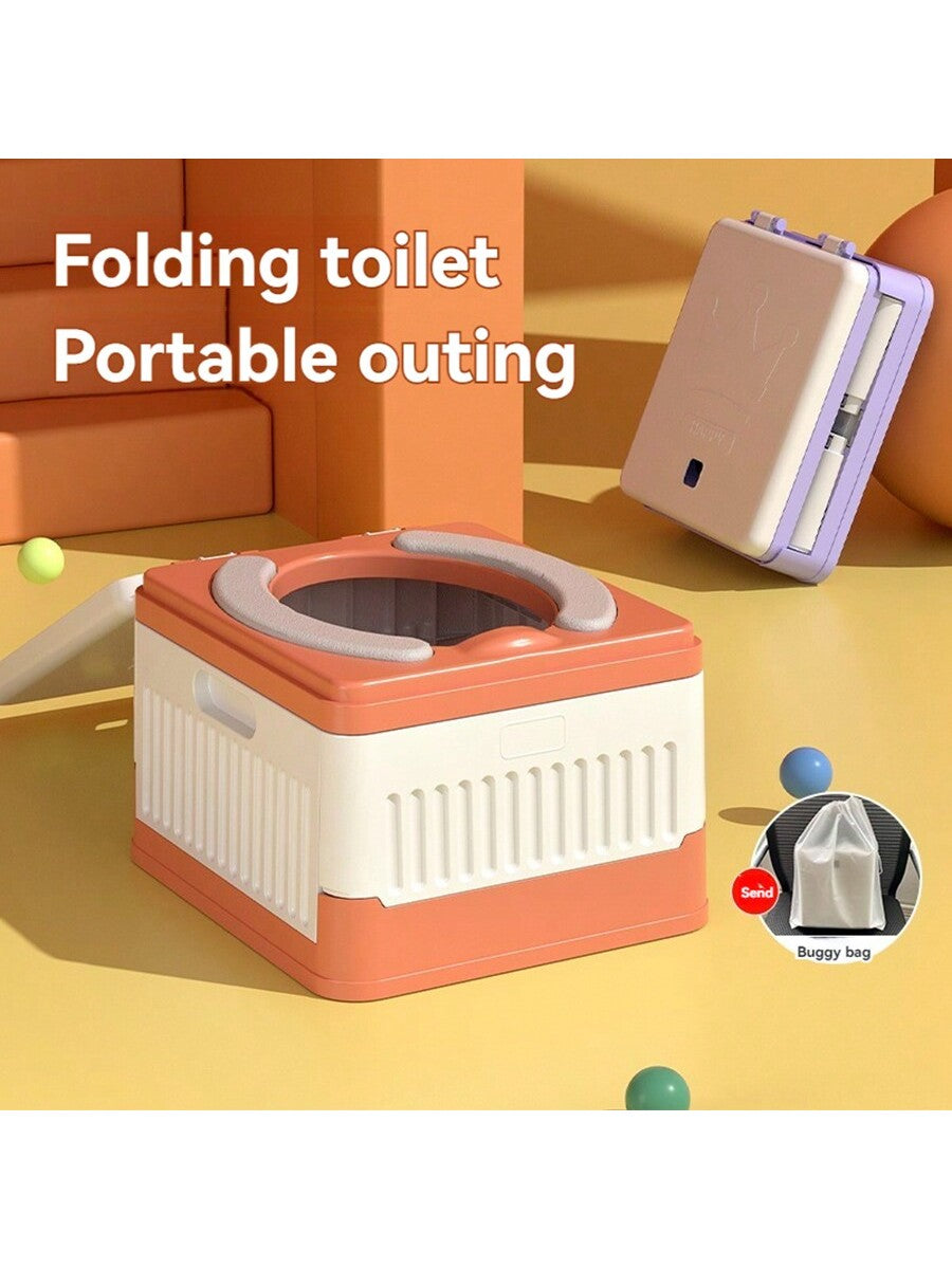 1pc Foldable Toilet Potty Pad For Kids, PU Material Portable Toilet Seat With Handles For Baby Travel Outdoor Use
