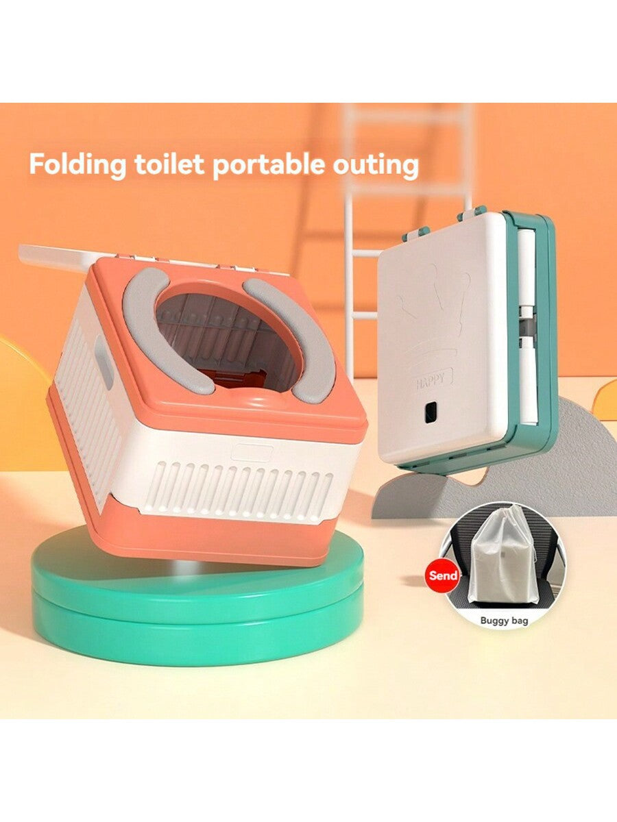 1pc Foldable Toilet Potty Pad For Kids, PU Material Portable Toilet Seat With Handles For Baby Travel Outdoor Use