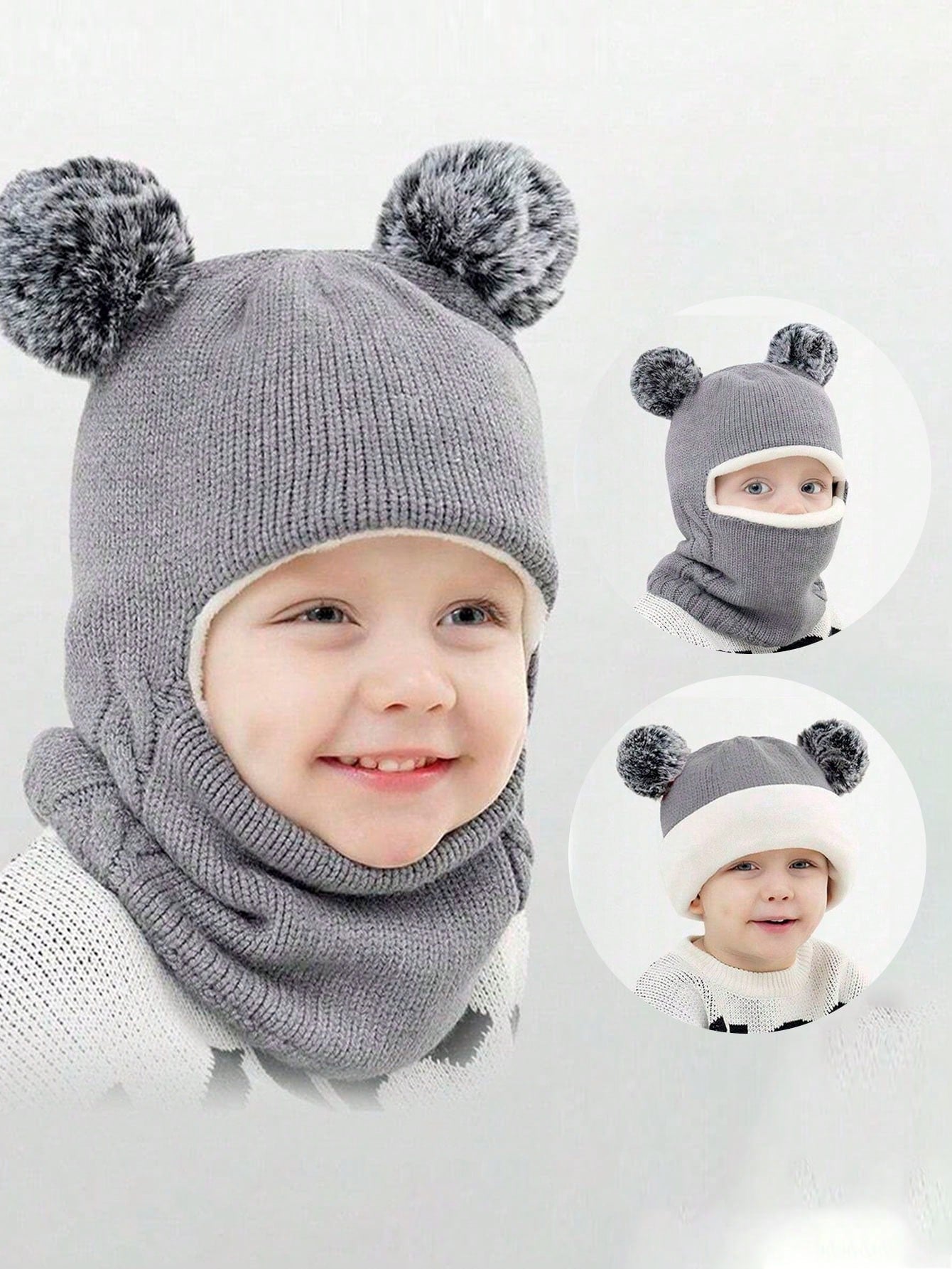 1Pc Baby Winter Warm Hat Scarf Set , Unisex Infant Toddler Kid Hat Scarf