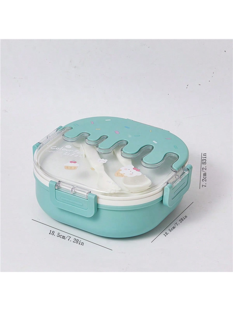 1pc Ice Cream Shaped Plastic Bento Box With Dividers, Cute And Portable Lunchbox, Perfect For Kids To Carry Fruit, Snacks And Other Light Meals