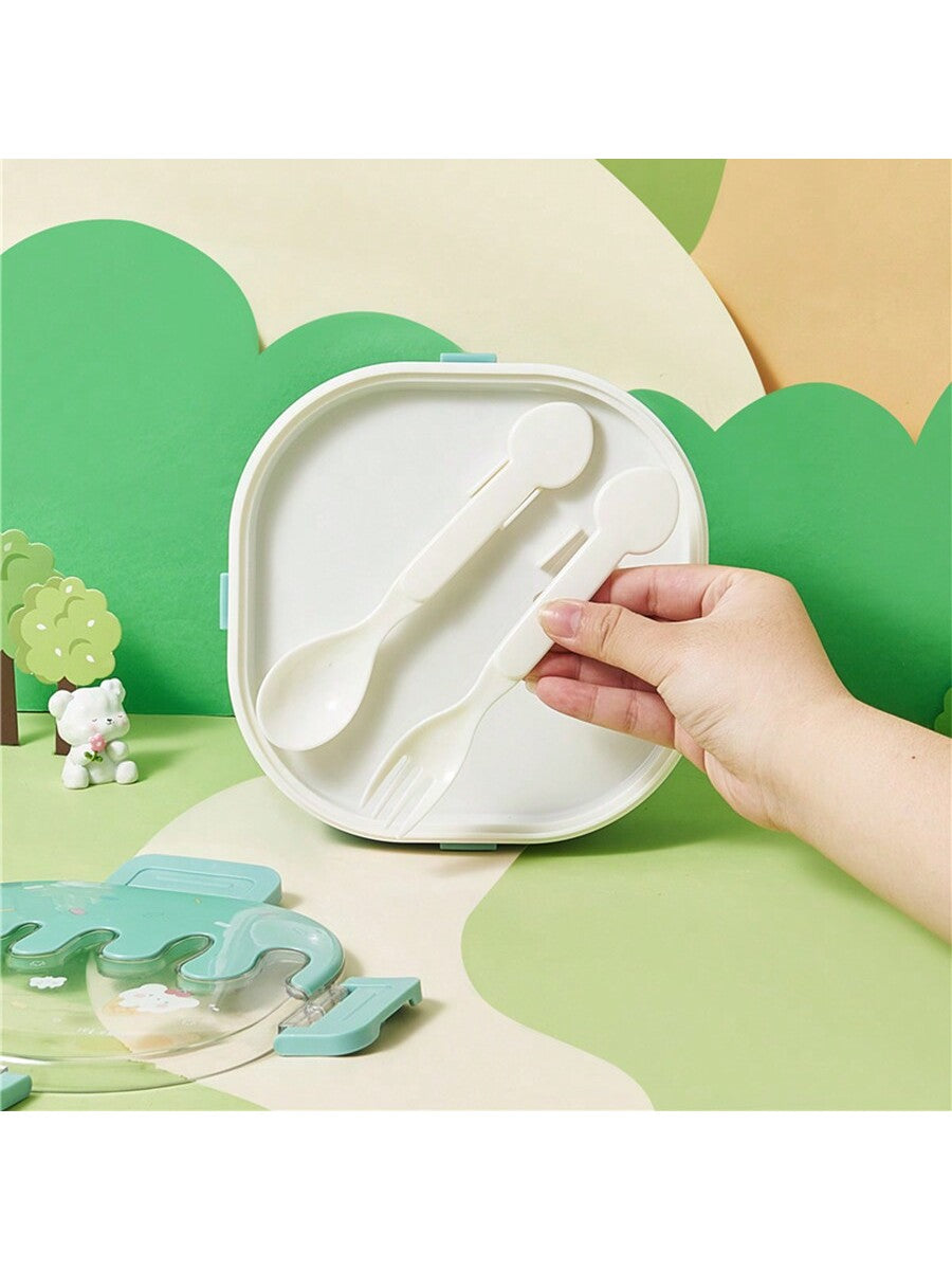 1pc Ice Cream Shaped Plastic Bento Box With Dividers, Cute And Portable Lunchbox, Perfect For Kids To Carry Fruit, Snacks And Other Light Meals