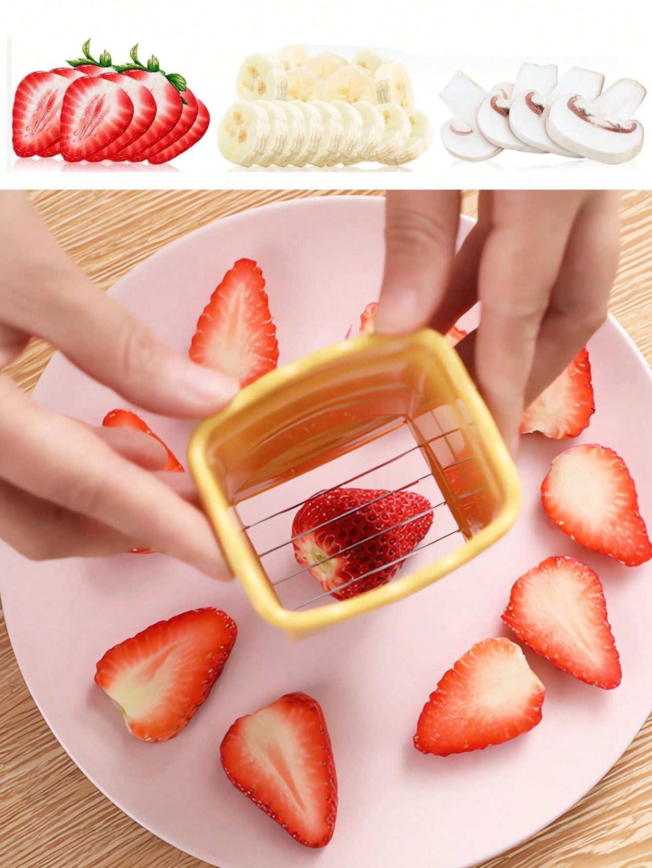 1pc Fruit Slicer, Creative Banana Slicer, Fruit Slicer, Reusable Fruit Slicer, Multifunctional Strawberry Slicer, Washable Fruit Slicer, Egg Slicer, Kitchen Tools, Kitchen Tools