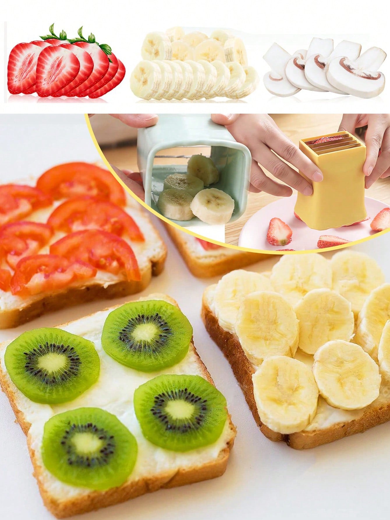 1pc Fruit Slicer, Creative Banana Slicer, Fruit Slicer, Reusable Fruit Slicer, Multifunctional Strawberry Slicer, Washable Fruit Slicer, Egg Slicer, Kitchen Tools, Kitchen Tools