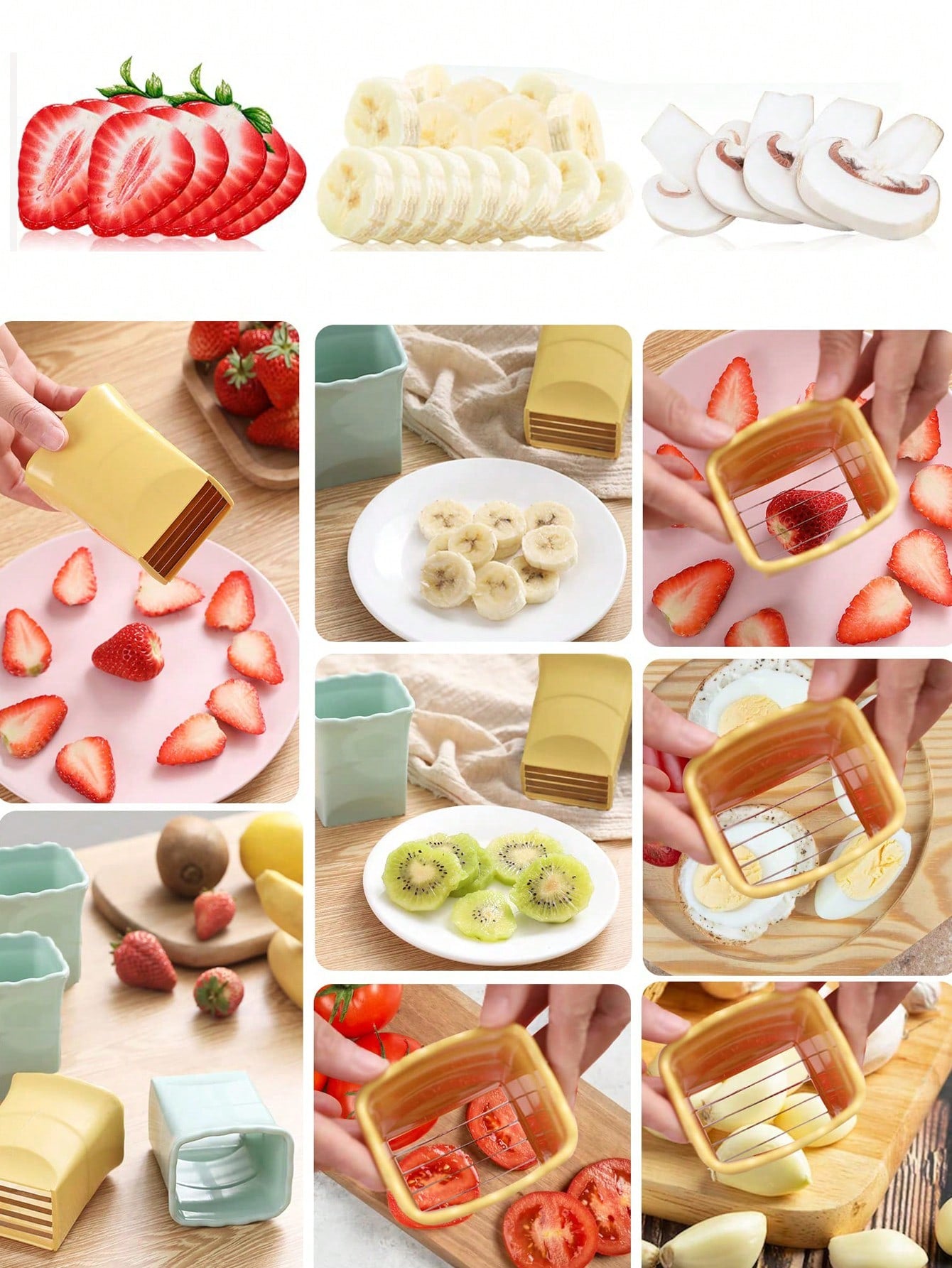 1pc Fruit Slicer, Creative Banana Slicer, Fruit Slicer, Reusable Fruit Slicer, Multifunctional Strawberry Slicer, Washable Fruit Slicer, Egg Slicer, Kitchen Tools, Kitchen Tools