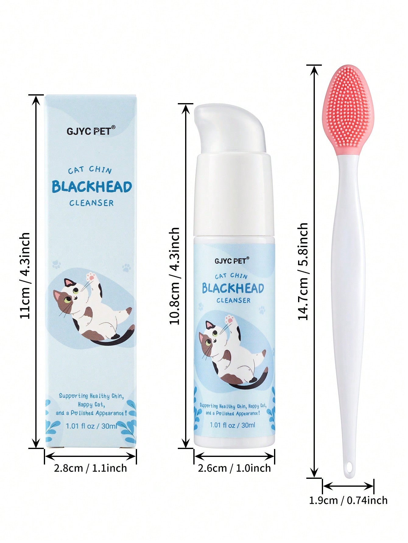 Cat Chin Blackhead Cleanser Kit - Cat Chin Blackhead Cleanser And Soft Silicone Brush, Perfect Gift For All Cat Lovers Over The World!