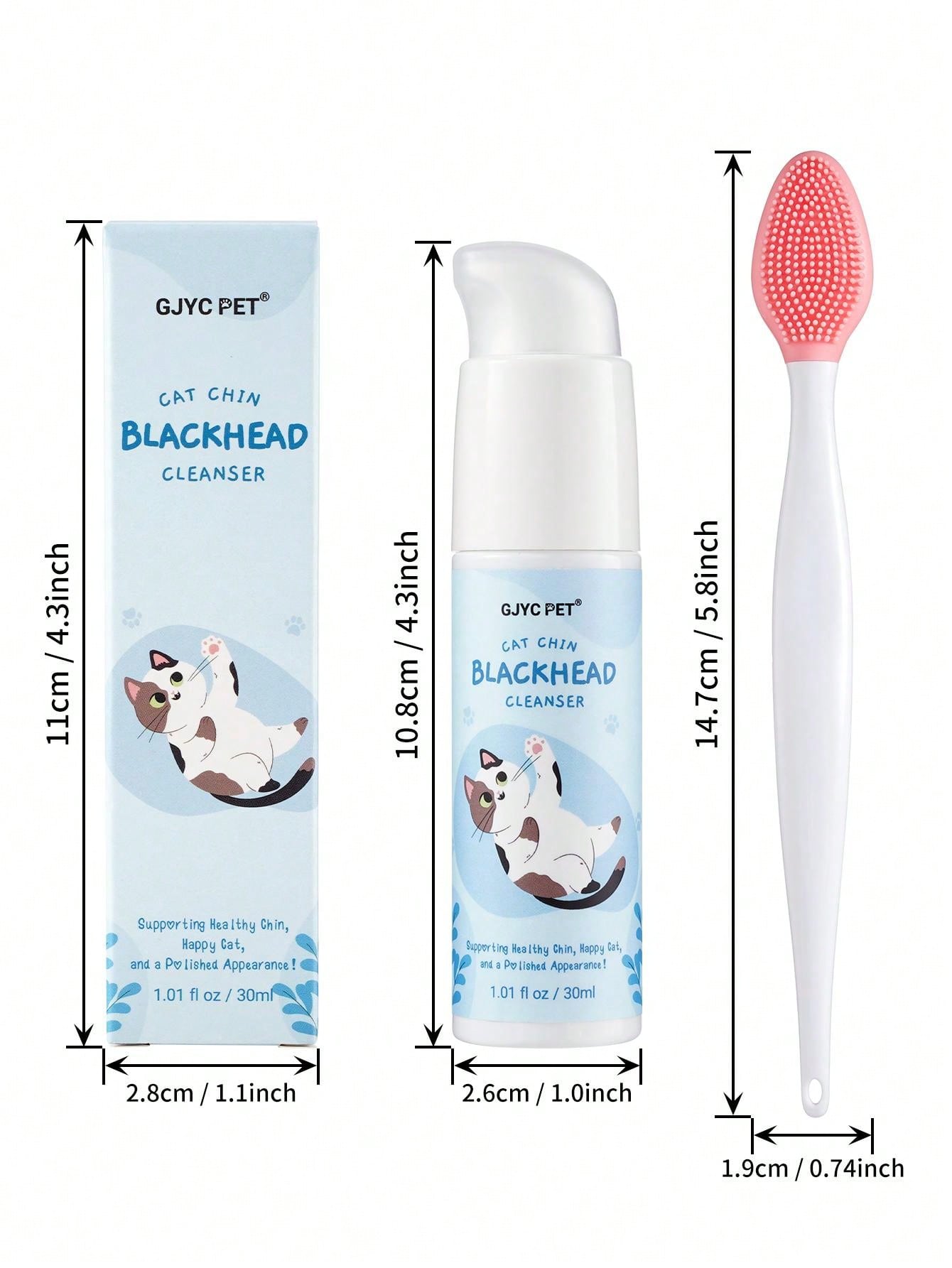 Cat Chin Blackhead Cleanser Kit - Cat Chin Blackhead Cleanser And Soft Silicone Brush, Perfect Gift For All Cat Lovers Over The World!