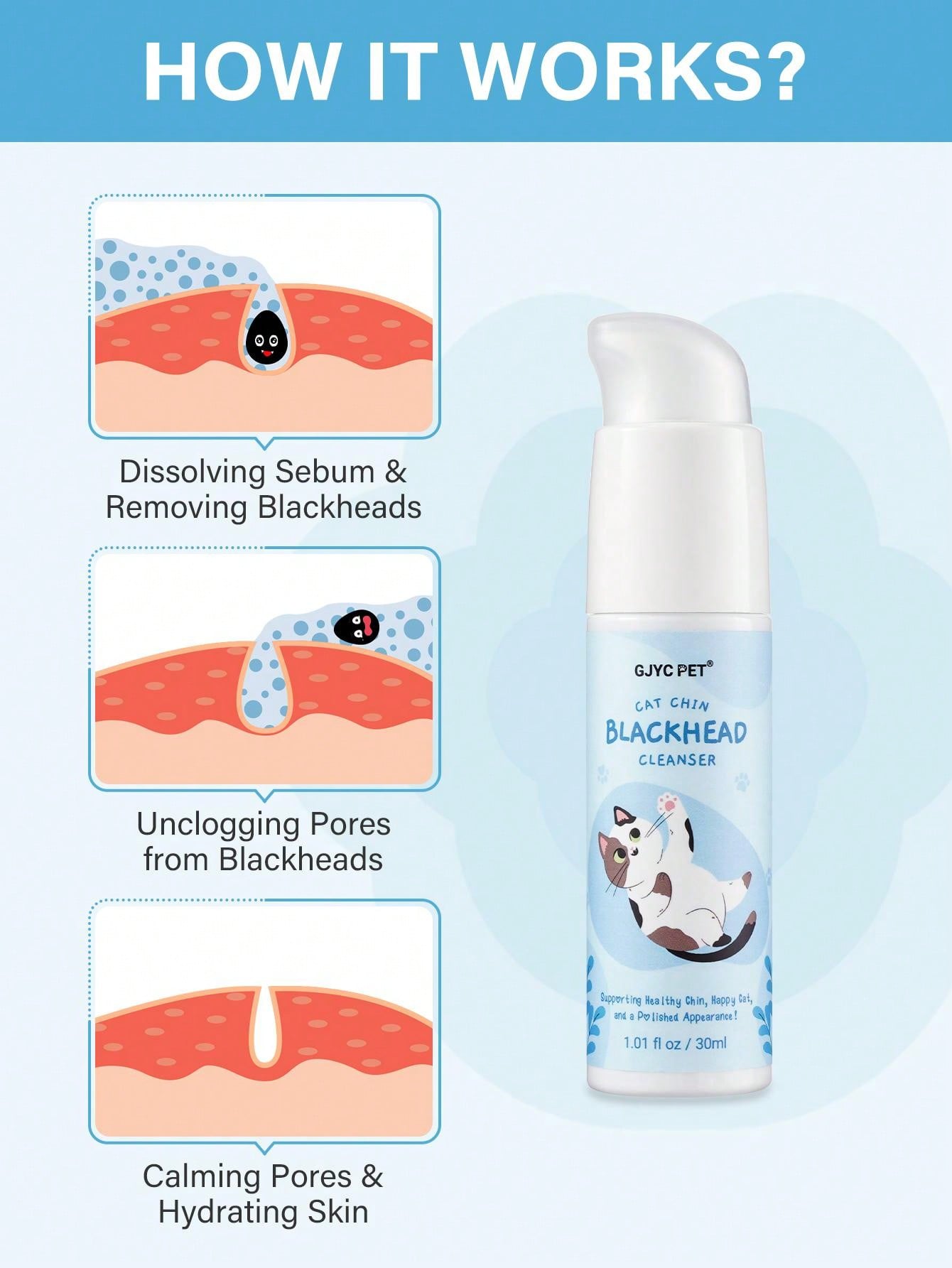 Cat Chin Blackhead Cleanser Kit - Cat Chin Blackhead Cleanser And Soft Silicone Brush, Perfect Gift For All Cat Lovers Over The World!