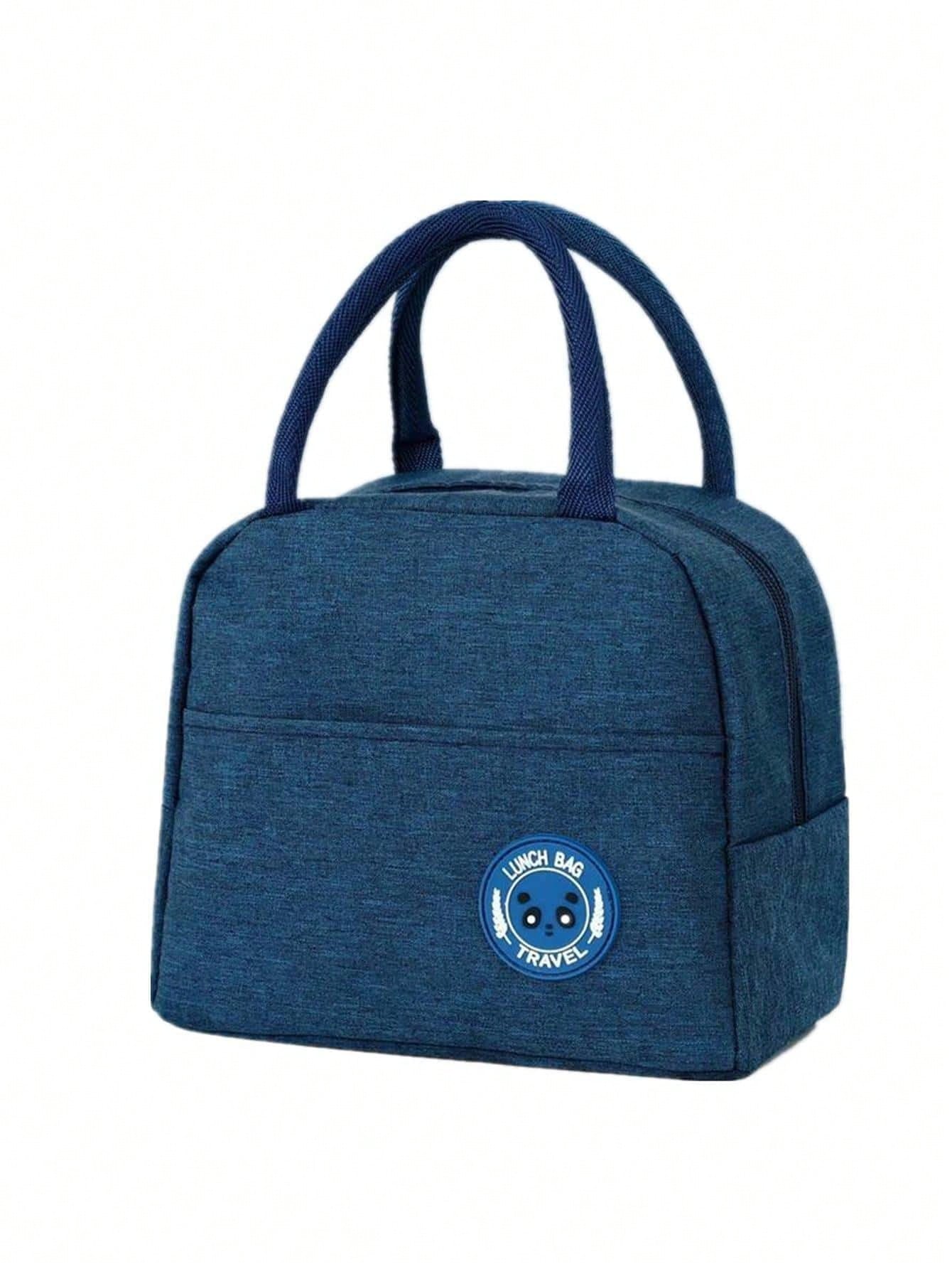 1pc Oxford Cloth Insulated Lunch Box Bag, Thermal Bento Bag With Aluminum Foil, Portable Food Container Carrier For Students And Office Workers