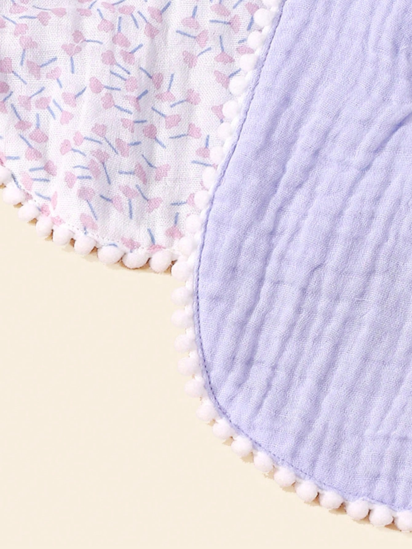 2pcs Baby Muslin Purple Printed Bibs With Polka Dot And Floral Pattern