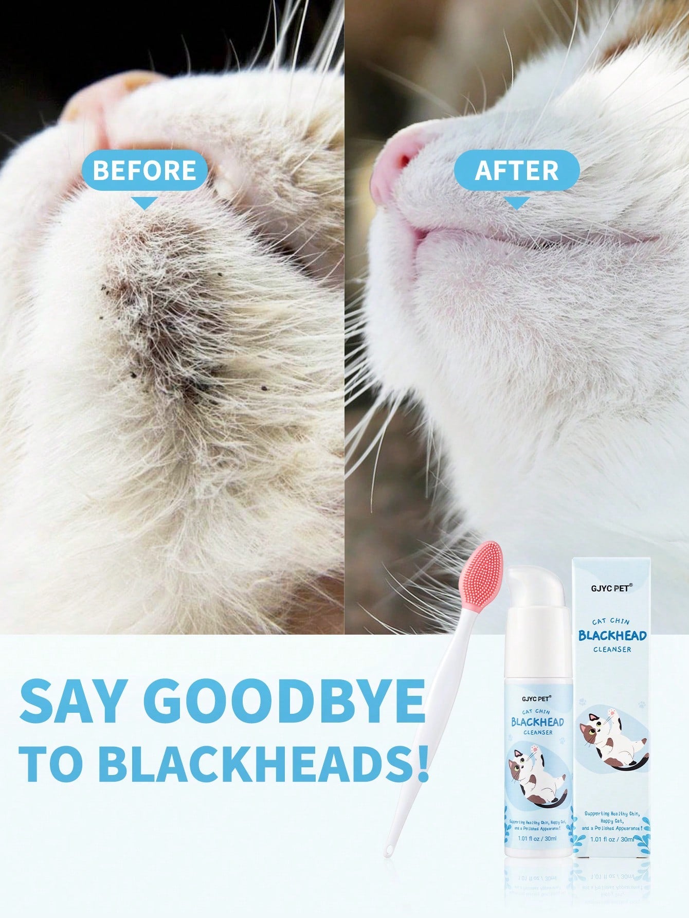 Cat Chin Blackhead Cleanser Kit - Cat Chin Blackhead Cleanser And Soft Silicone Brush, Perfect Gift For All Cat Lovers Over The World!