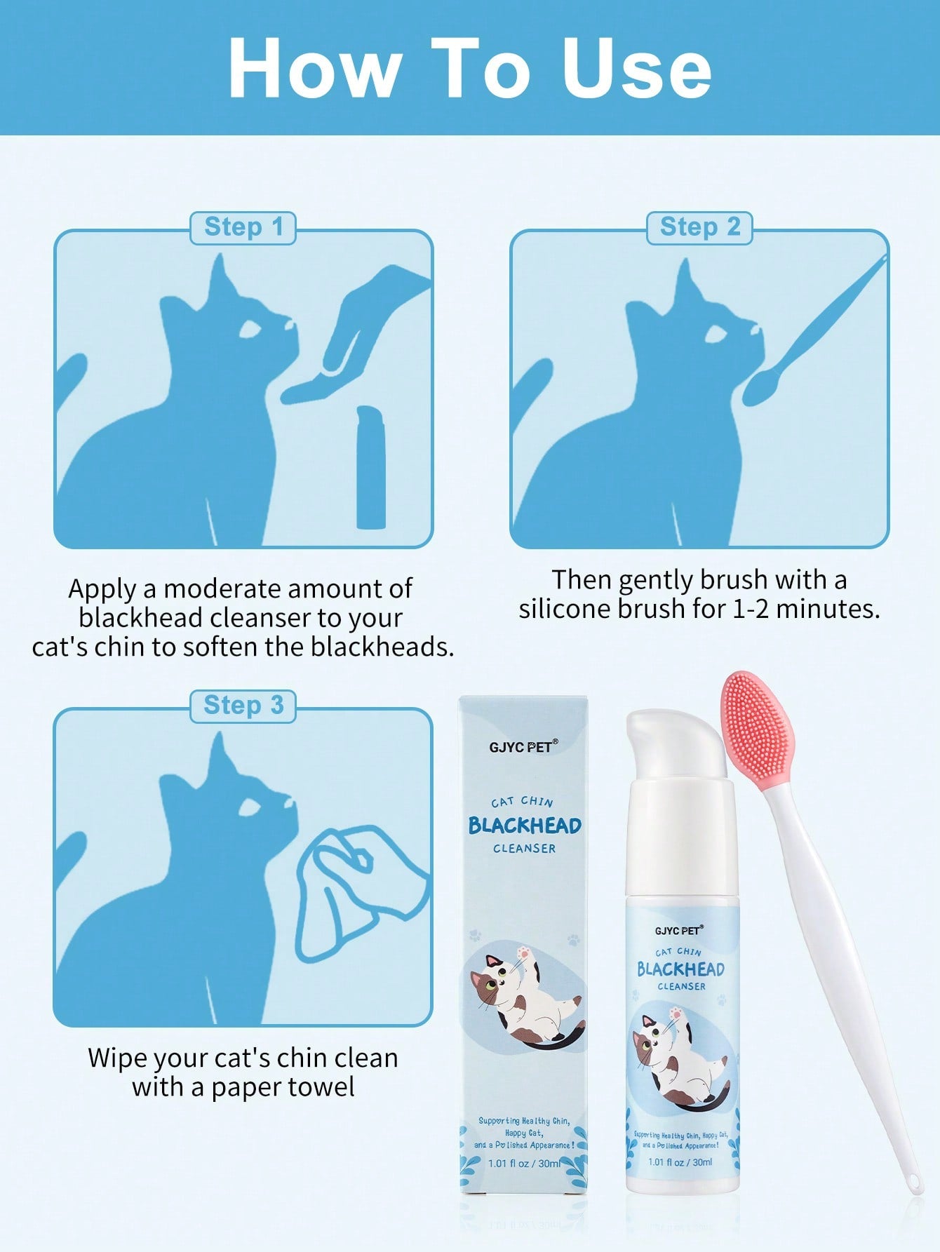 Cat Chin Blackhead Cleanser Kit - Cat Chin Blackhead Cleanser And Soft Silicone Brush, Perfect Gift For All Cat Lovers Over The World!