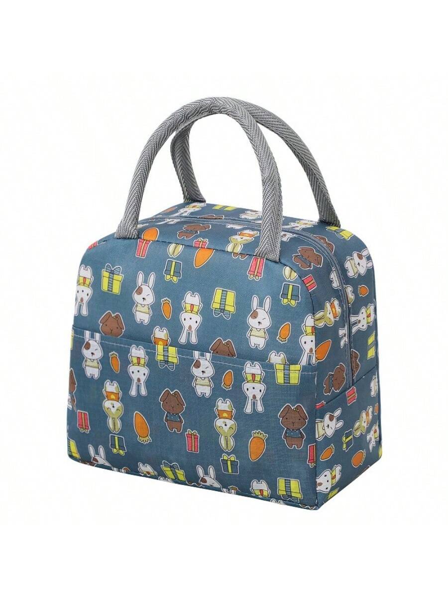 1pc Oxford Cloth Insulated Lunch Box Bag, Thermal Bento Bag With Aluminum Foil, Portable Food Container Carrier For Students And Office Workers