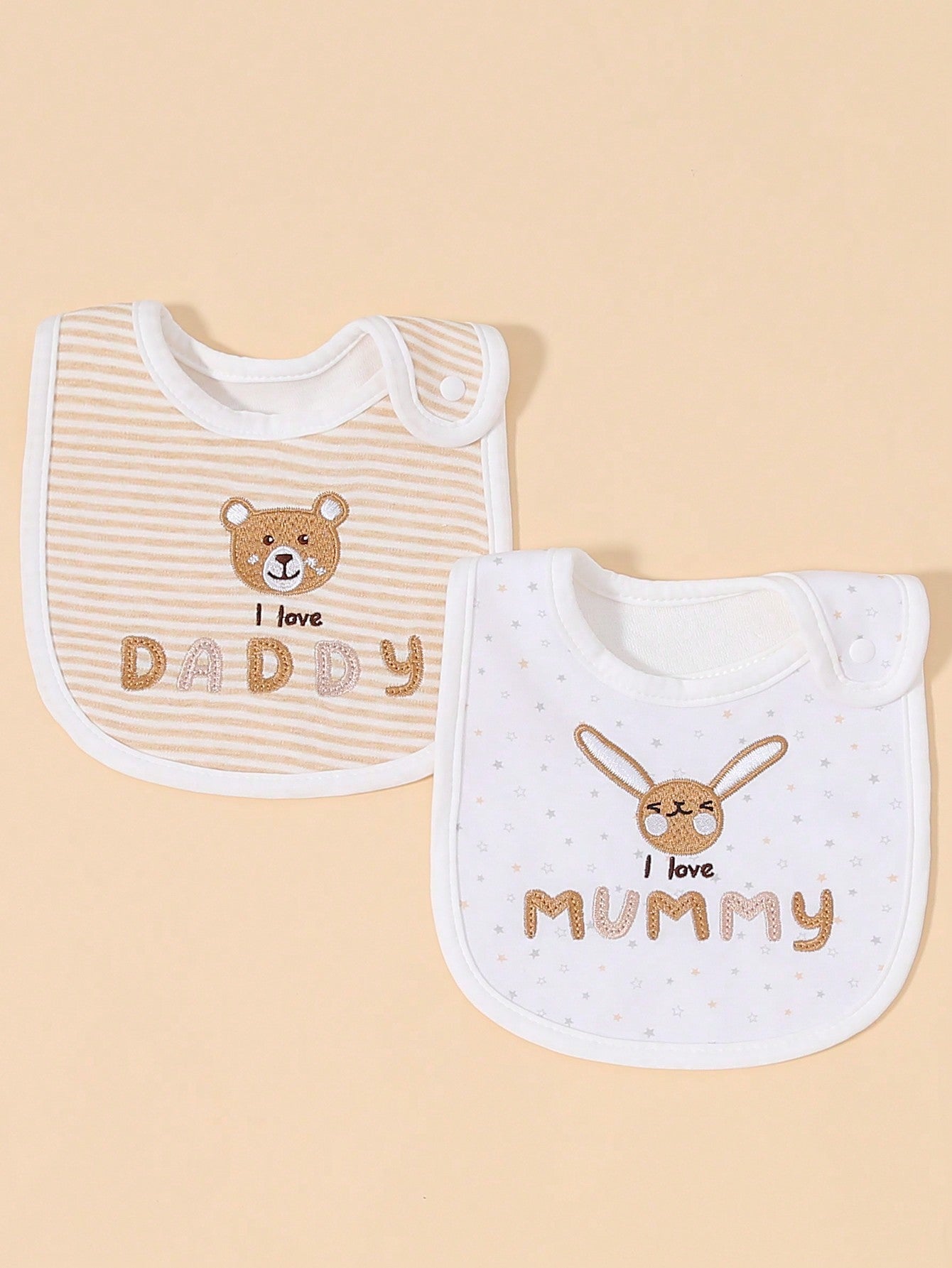 momscare 2pcs Baby Little Bear&Bunny&Striped Star&Valentine's Day Pattern Bibs,Soft Absorbent Feeding Bibs, Suitable For Newborns And Infants - Cute Design Baby Bibs - The Perfect Infant Feeding Gift For Boy And Girls