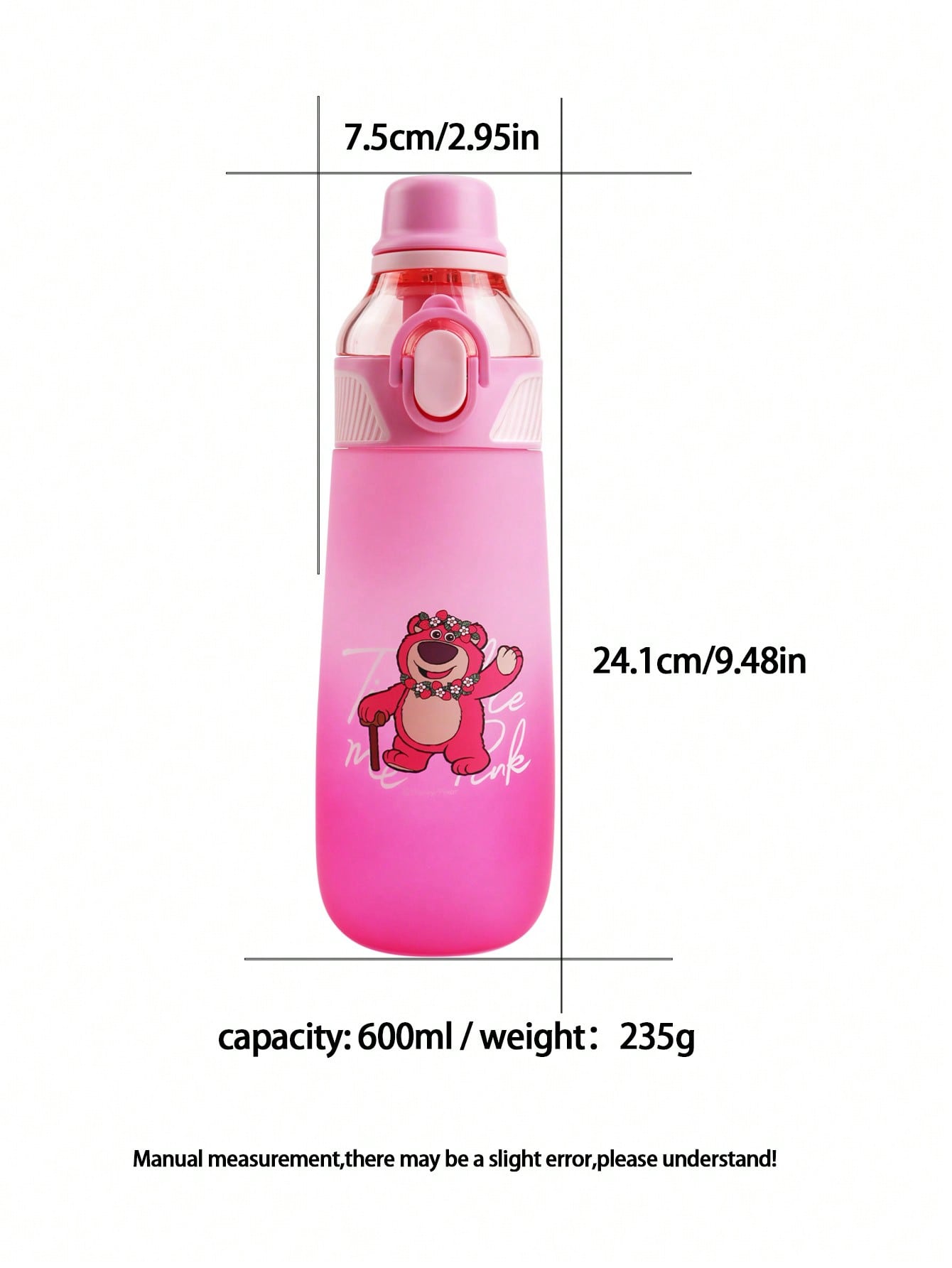 Disney 1pc Children's Disney Series Fashionable Dual-Drink Ombre Water Bottle, Made Of Tritan Material, Suitable For Daily Use, 600ML