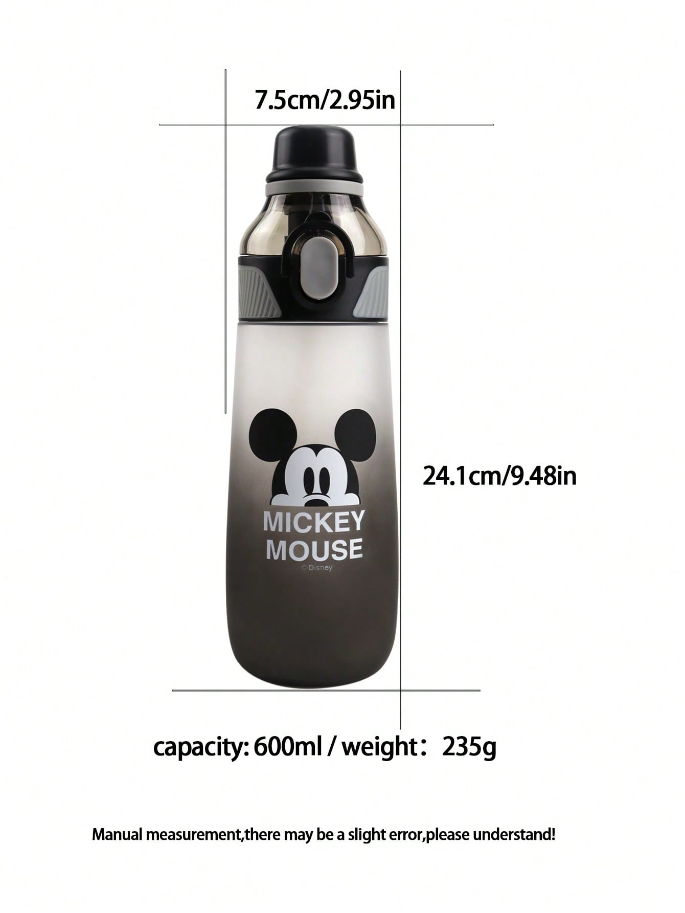 Disney 1pc Children's Disney Series Fashionable Dual-Drink Ombre Water Bottle, Made Of Tritan Material, Suitable For Daily Use, 600ML