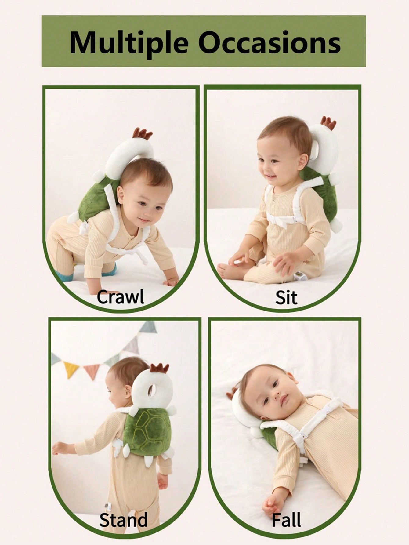 Baby Anti-Fall Pad, Anti-Collision Headrest Pillow, Breathable Walking Learning Head Protection Cushion
