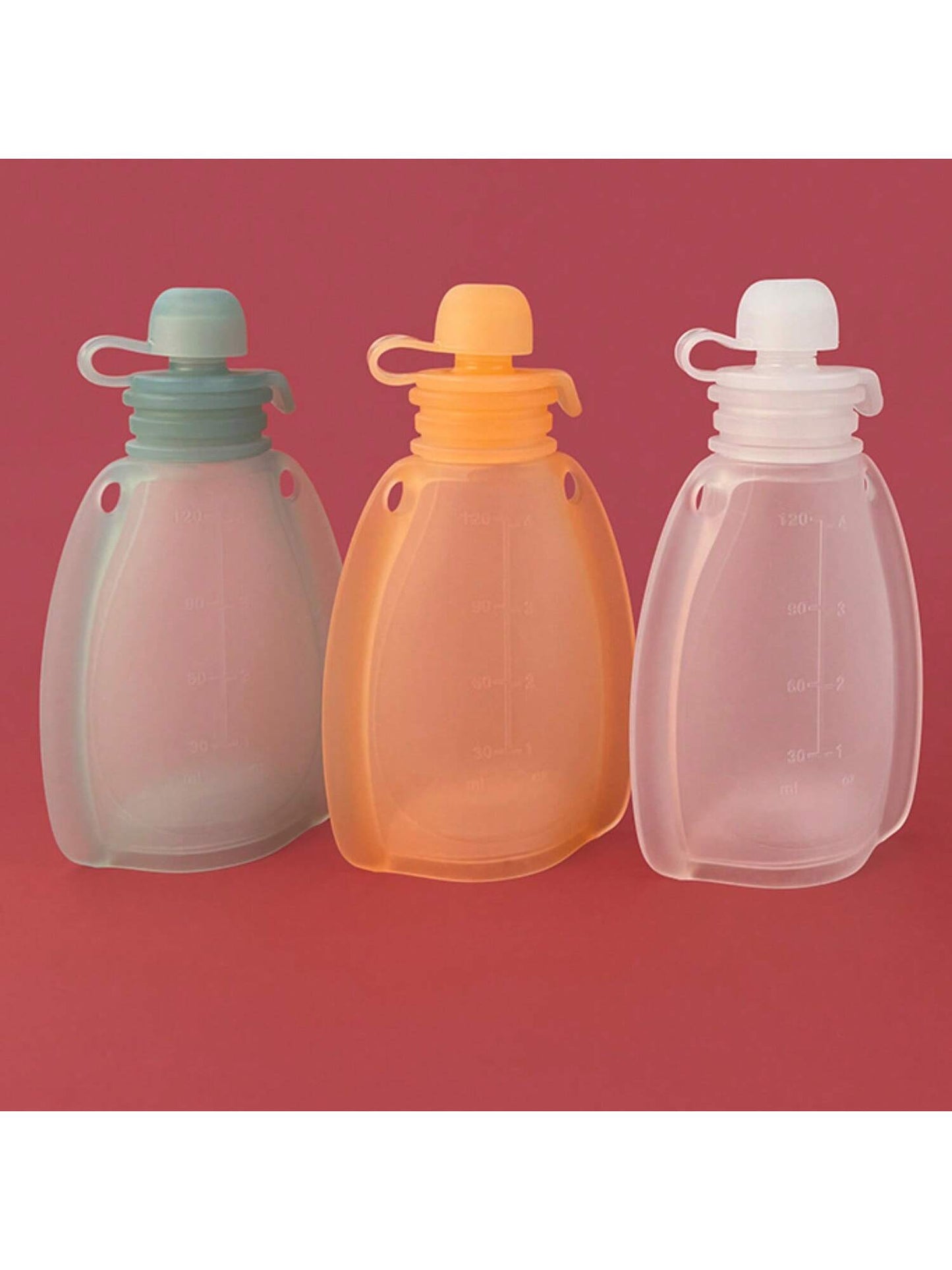 1pc 120ml Reusable Baby Food Pouches Silicone Food Storage Pouch Snack Containers Toddler Food Juice Pouches Bag Kids Feeding Pouch Bags Milk Storage Bag