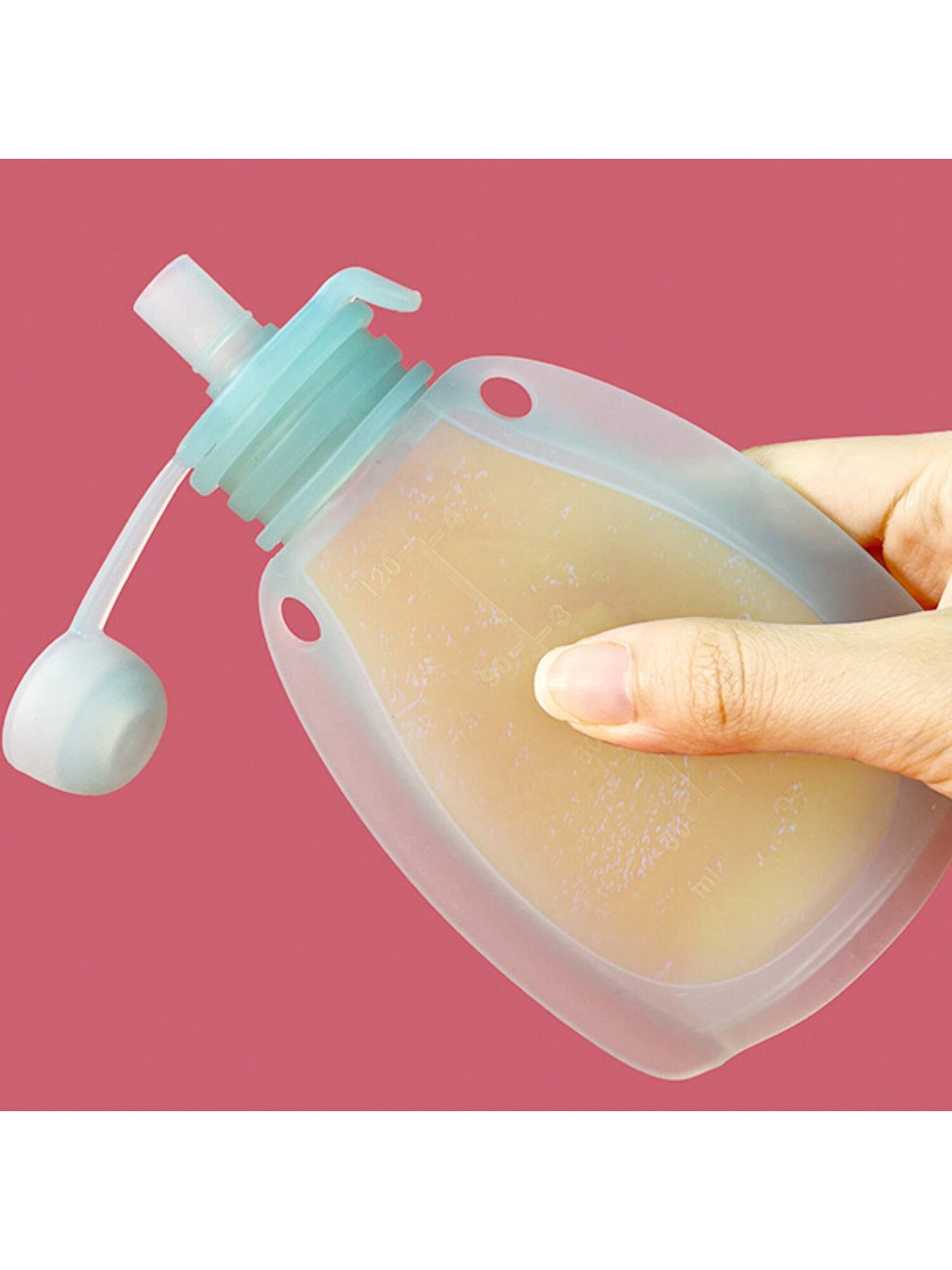 1pc 120ml Reusable Baby Food Pouches Silicone Food Storage Pouch Snack Containers Toddler Food Juice Pouches Bag Kids Feeding Pouch Bags Milk Storage Bag