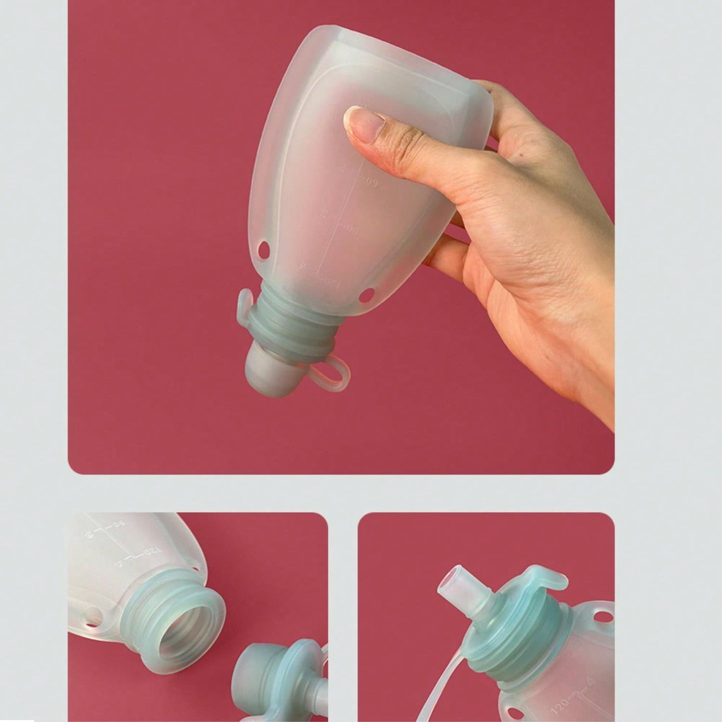 1pc 120ml Reusable Baby Food Pouches Silicone Food Storage Pouch Snack Containers Toddler Food Juice Pouches Bag Kids Feeding Pouch Bags Milk Storage Bag