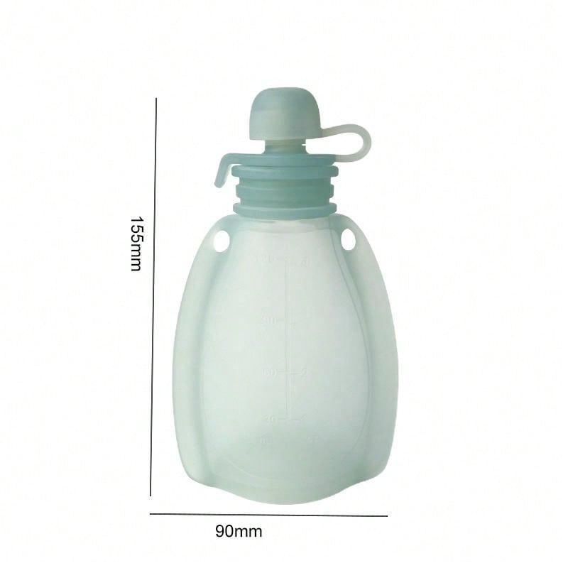 1pc 120ml Reusable Baby Food Pouches Silicone Food Storage Pouch Snack Containers Toddler Food Juice Pouches Bag Kids Feeding Pouch Bags Milk Storage Bag