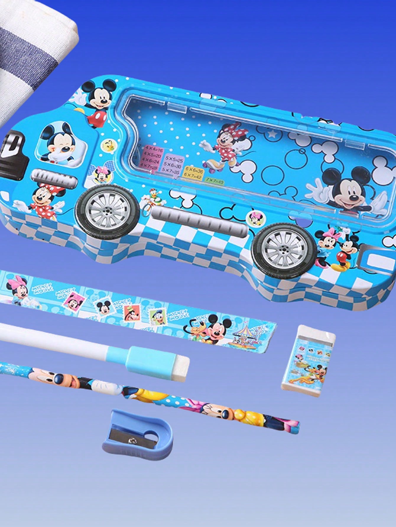 1pc Cute Cartoon Car Shaped Pencil Case Set, 6pcs Stationery Storage Box - Lovely Stationery Gift Box, Prize