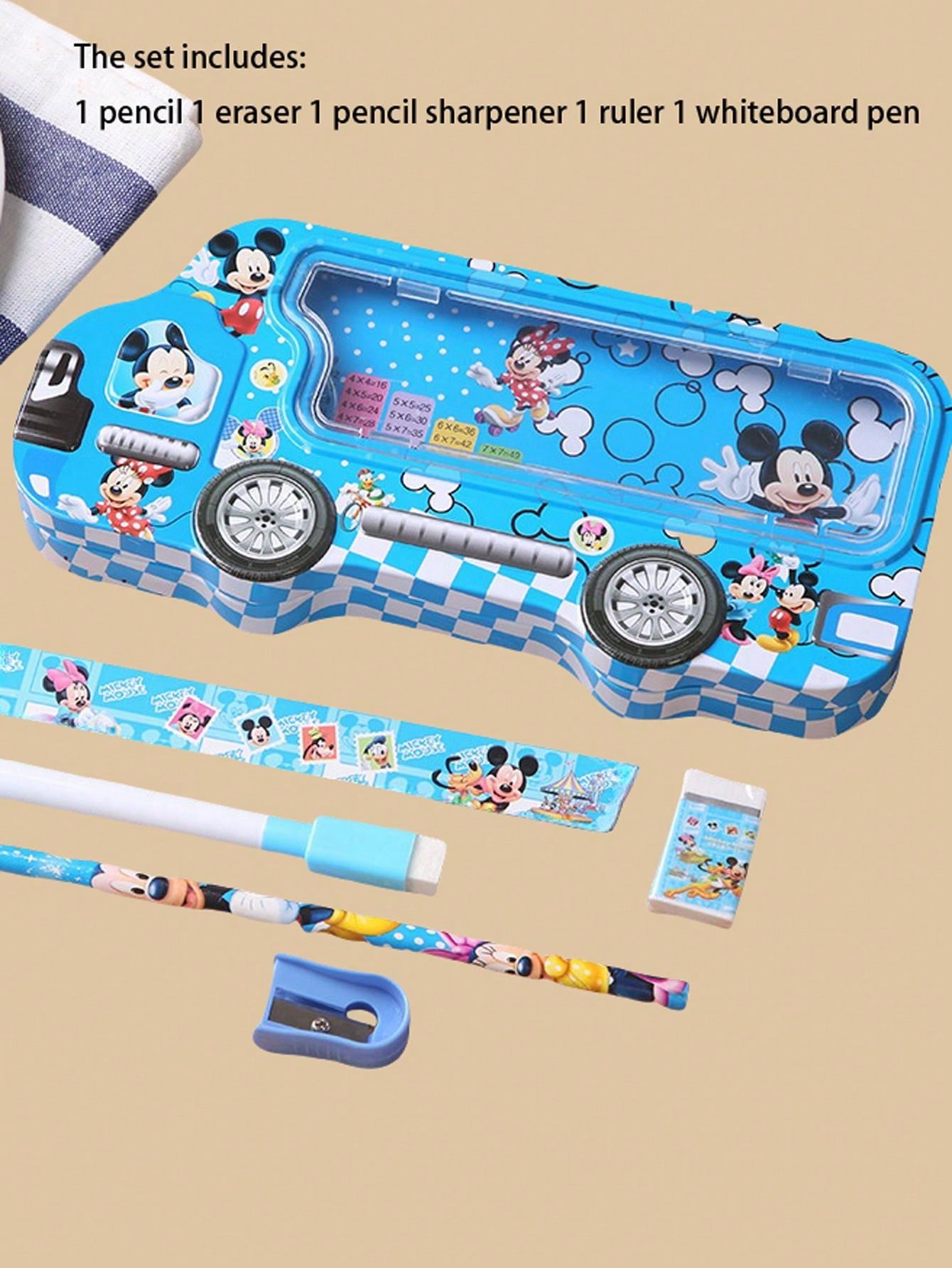 1pc Cute Cartoon Car Shaped Pencil Case Set, 6pcs Stationery Storage Box - Lovely Stationery Gift Box, Prize