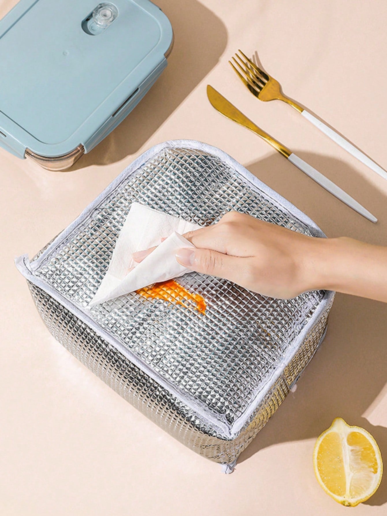 1pc Oxford Cloth Thickened Aluminum Foil Inner Layer Large Capacity Waterproof Insulated 3D Cartoon Zipper Carrying Lunch Bag, Suitable For Work, School, Picnic, Camping And Food Storage