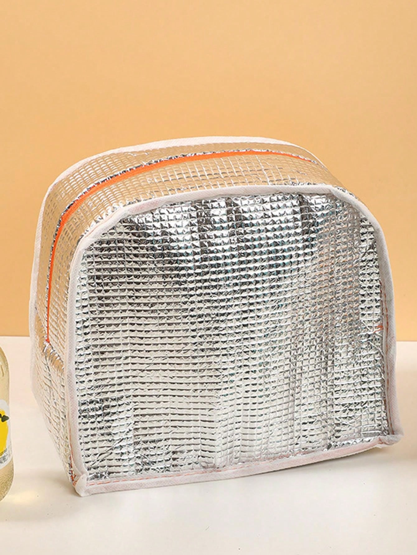 1pc Oxford Cloth Thickened Aluminum Foil Inner Layer Large Capacity Waterproof Insulated 3D Cartoon Zipper Carrying Lunch Bag, Suitable For Work, School, Picnic, Camping And Food Storage